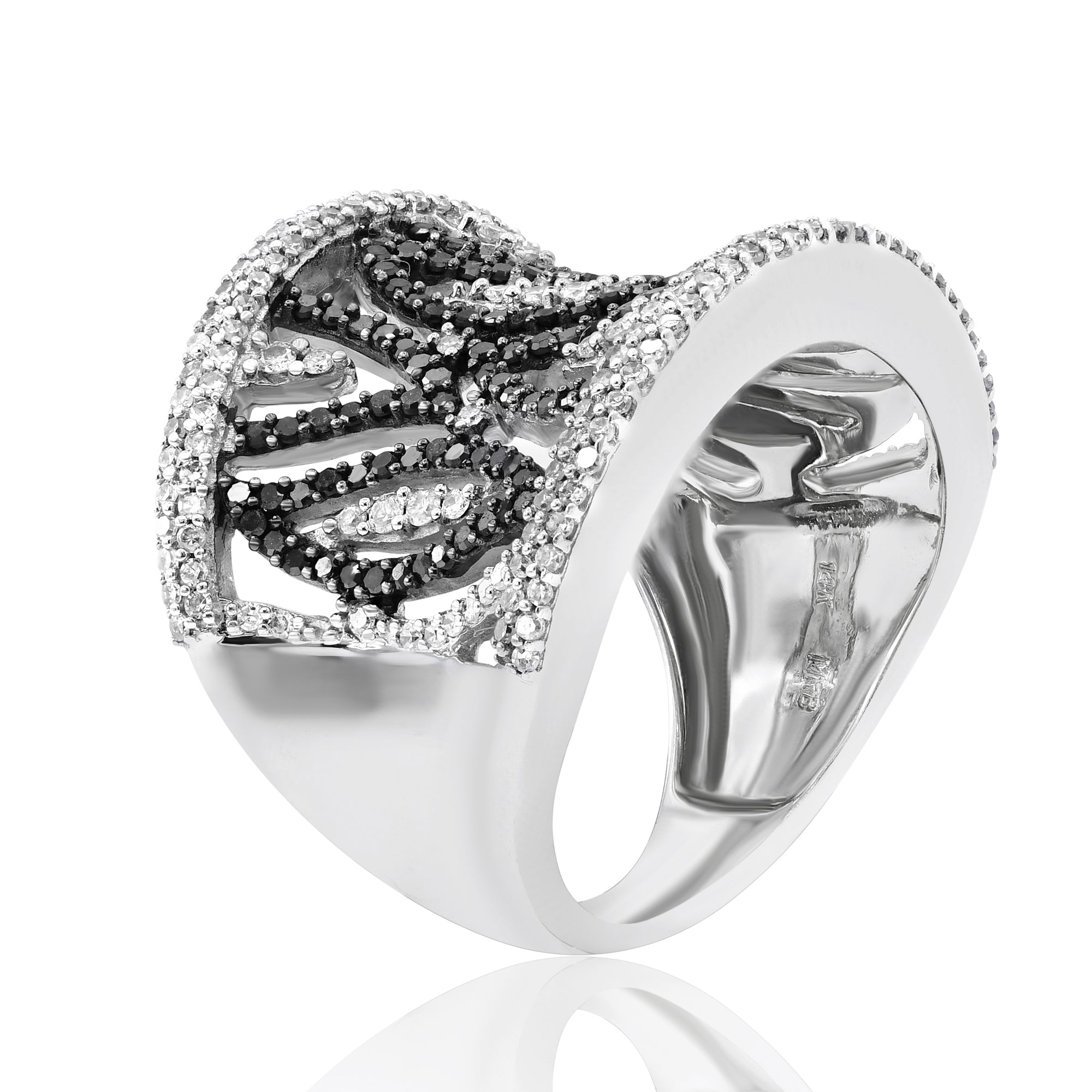 1.12 ct. White & Black Diamond 14K White Gold Band