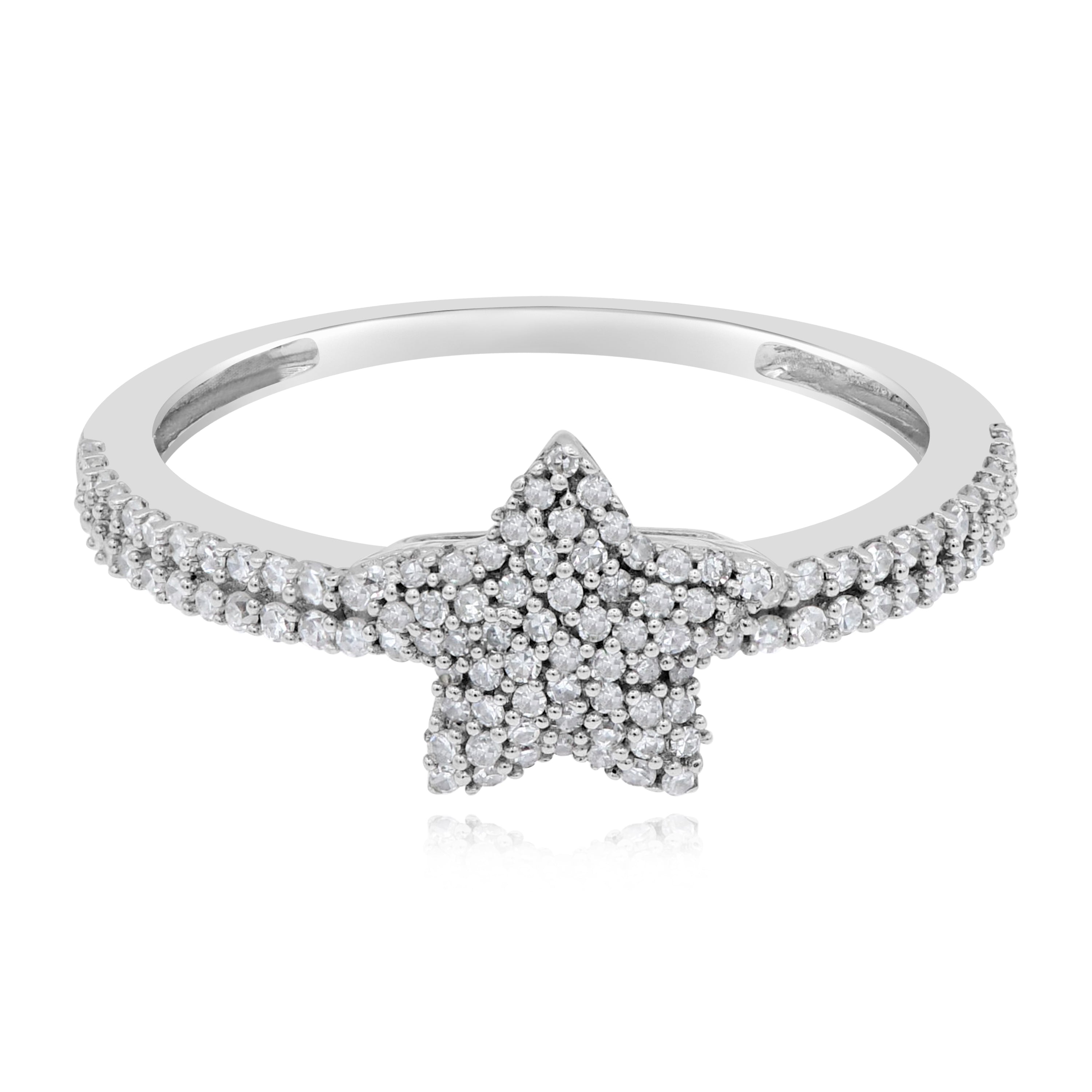 0.3 ct. Diamond 14K White Gold Pave Star Ring