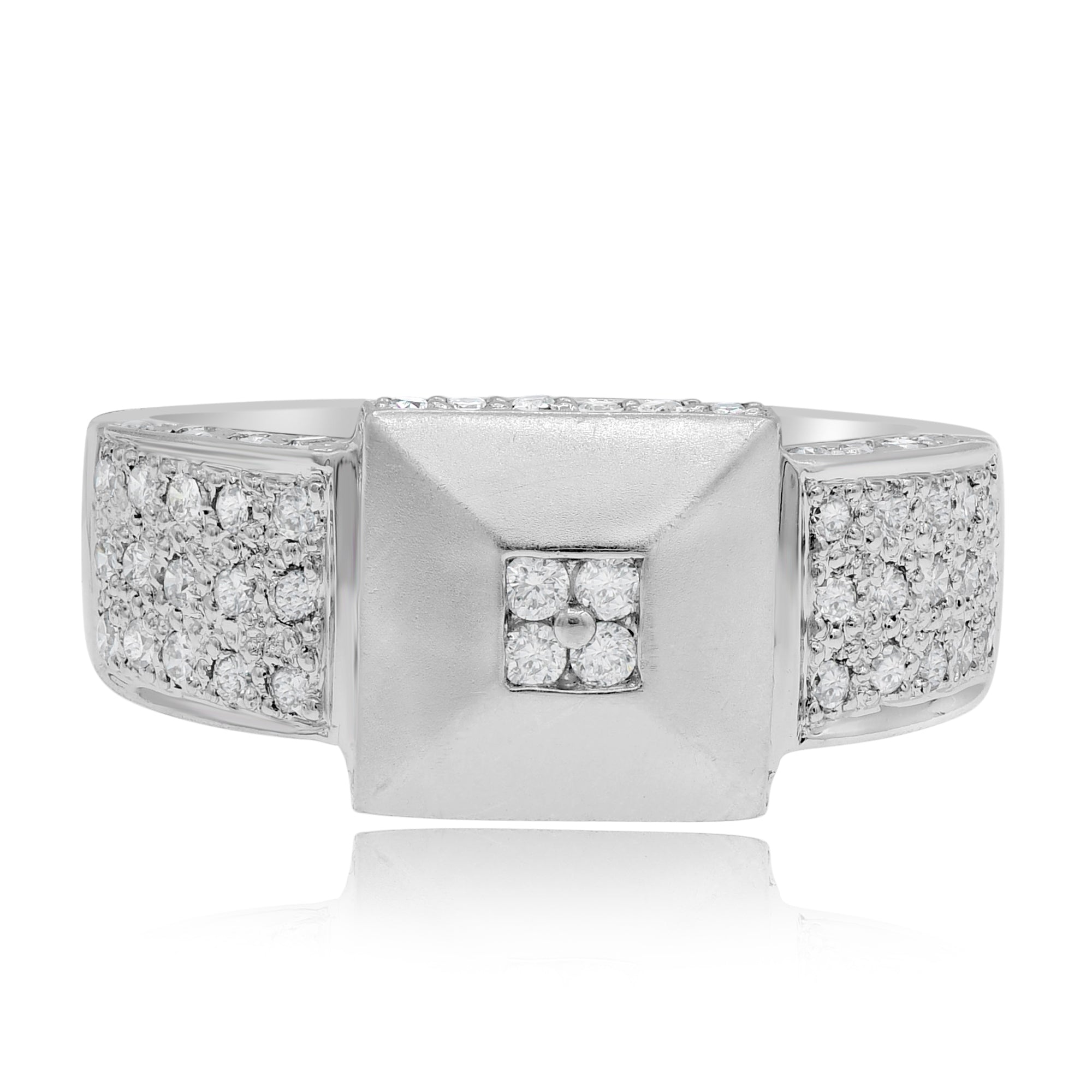 1.2 ct. Diamond 18K White Gold Square Ring