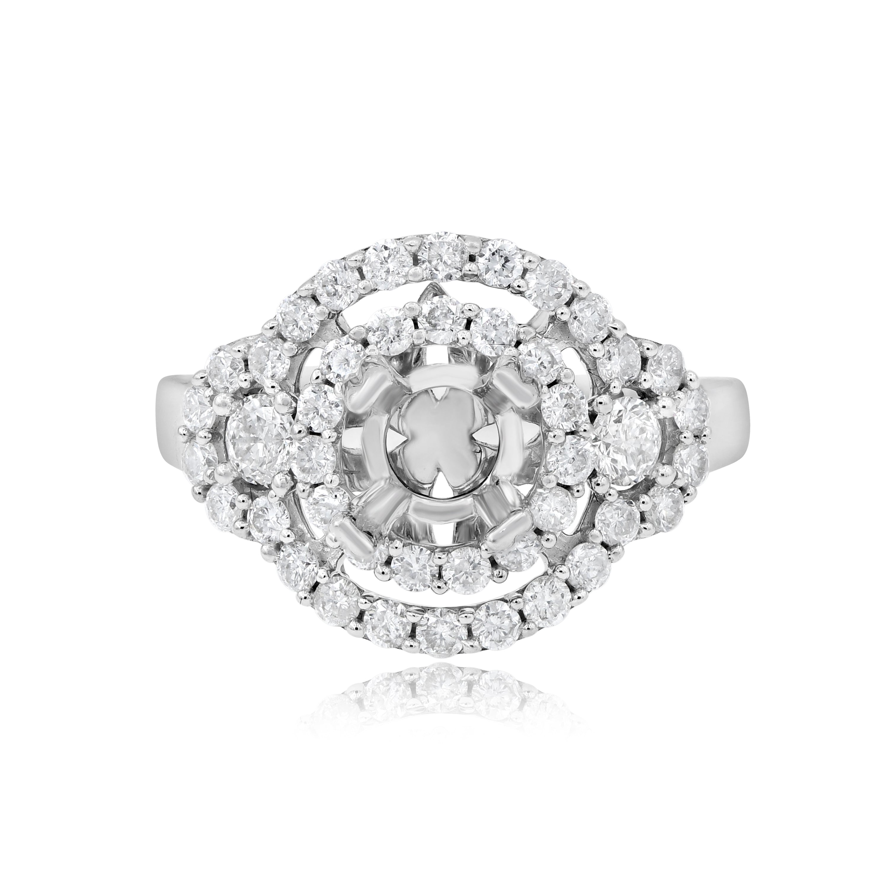 0.99 ct. Diamond 14K White Gold Double Halo Engagement Ring Mounting