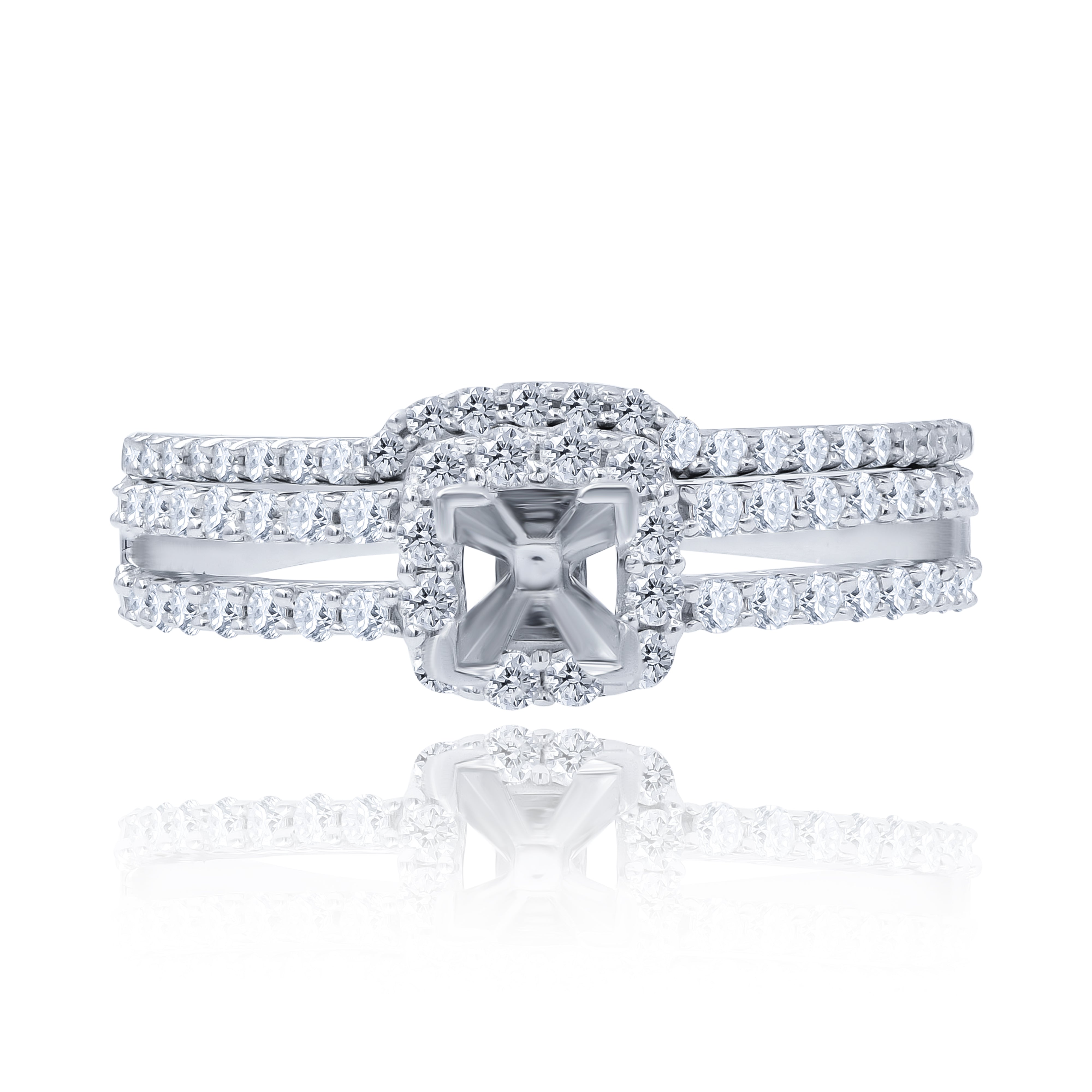0.65 ct. Diamond 14K White Gold Enagement Ring Mounting With Matching Band