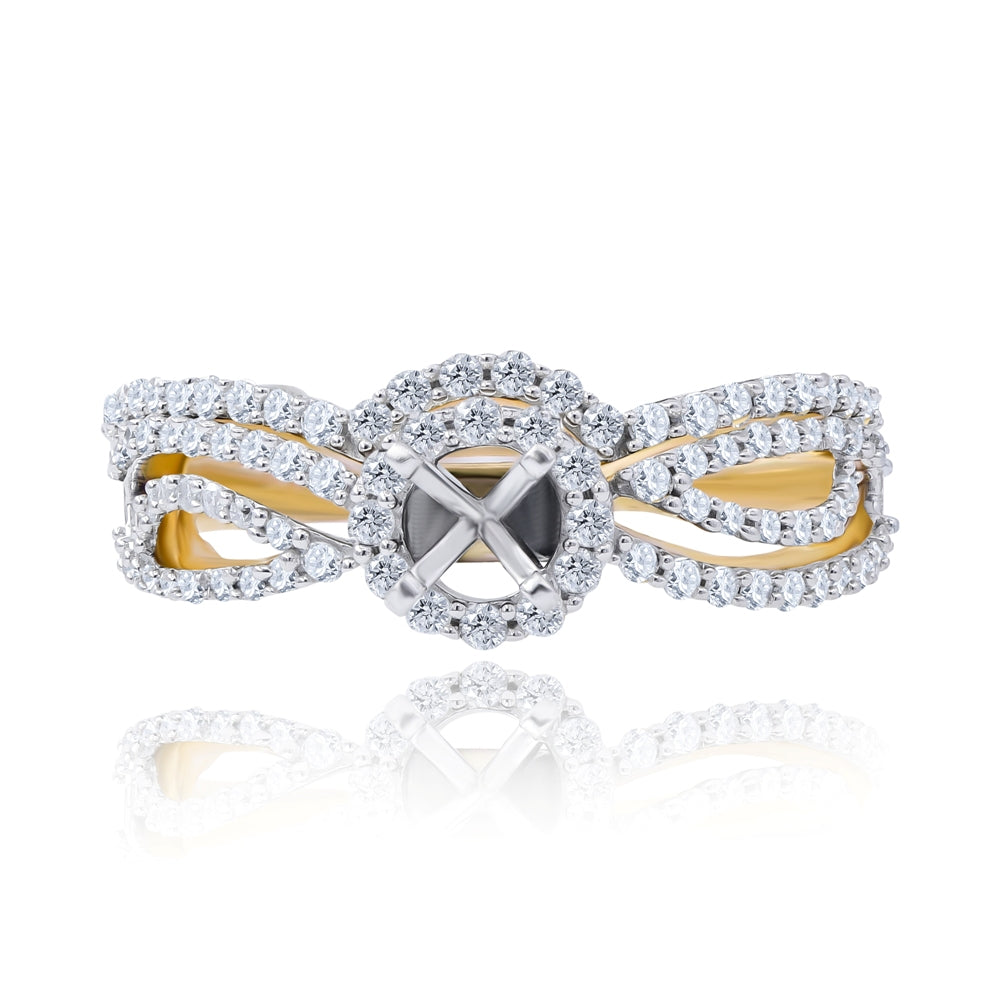 0.61 ct. Diamond 14K Yellow Gold Enagement Ring Mounting With Matching Band