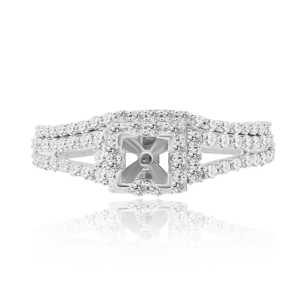 0.65 ct. Diamond 14K White Gold Enagement Ring Mounting With Matching Band
