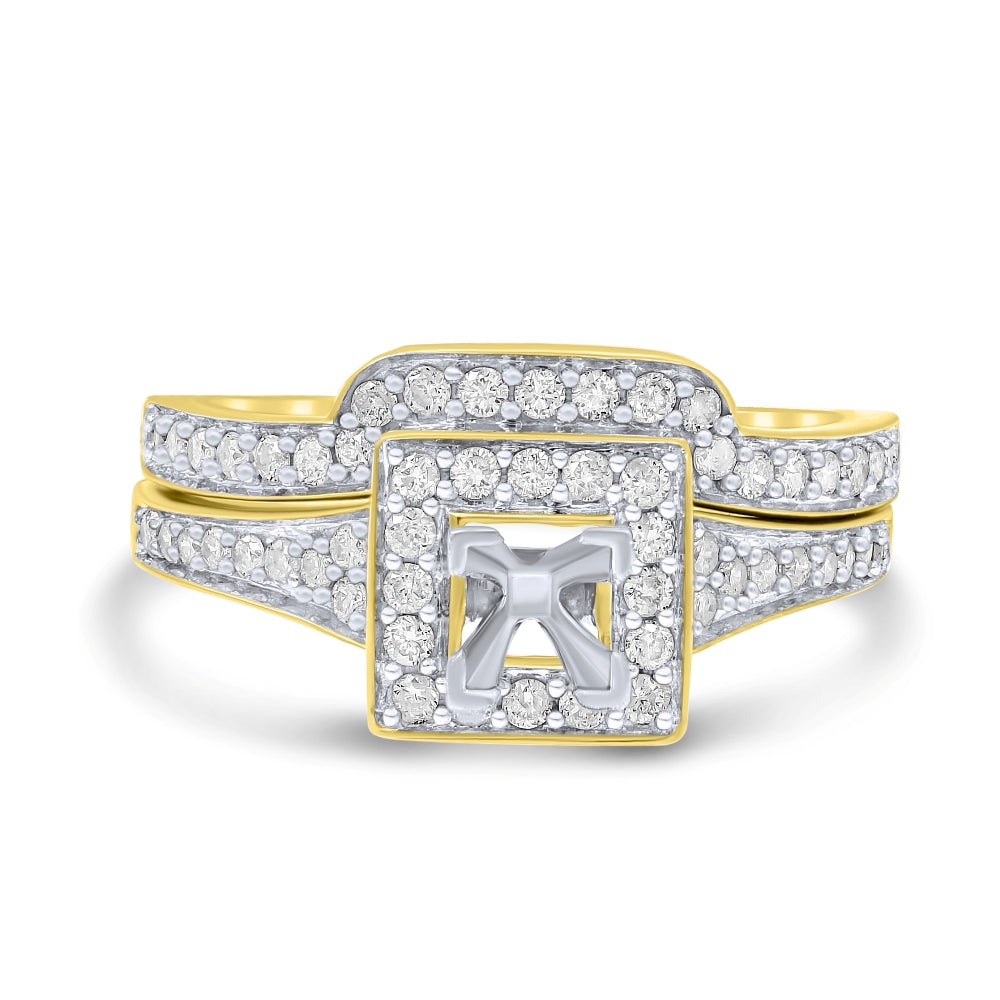 0.5 ct. Diamond 14K White Gold Enagement Ring Mounting With Matching Band