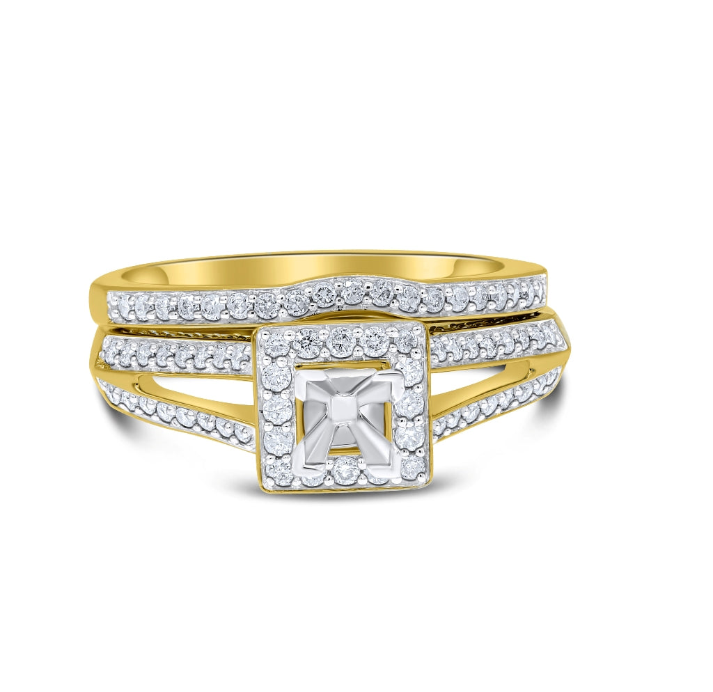 0.7 ct. Diamond 14K Yellow Gold Enagement Ring Mounting With Matching Band