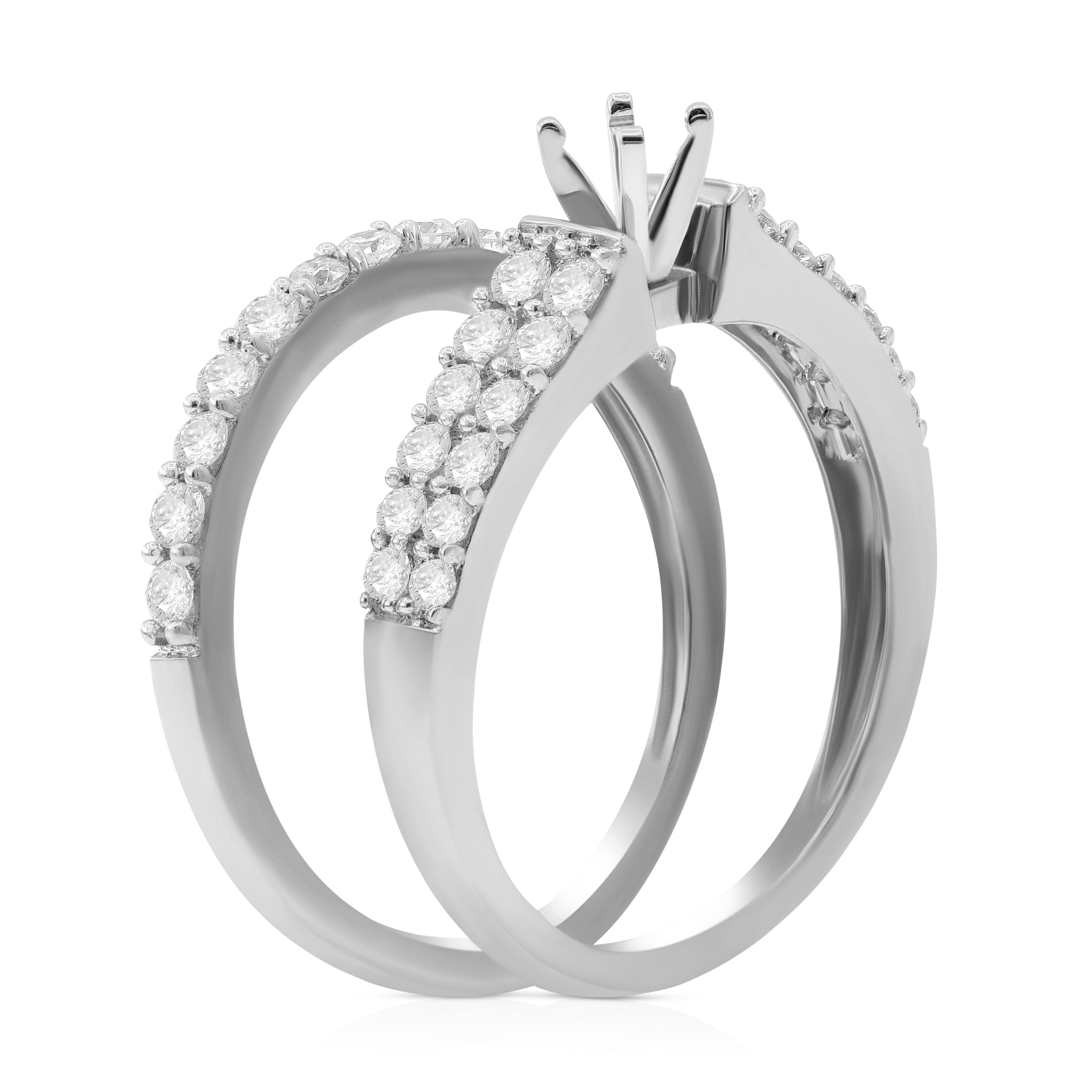 0.45 ct. Diamond 14K White Gold Enagement Ring Mounting With Matching Band