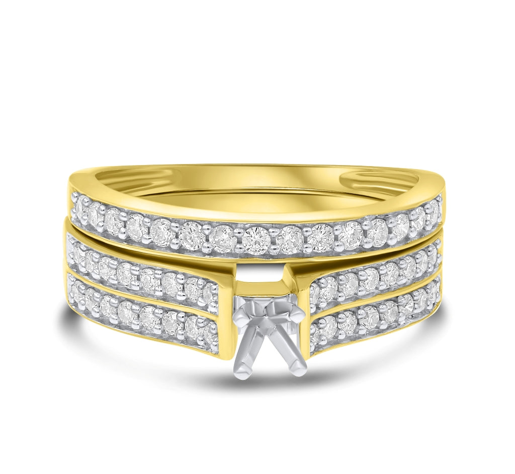 0.52 ct. Diamond 14K Yellow Gold Enagement Ring Mounting With Matching Band