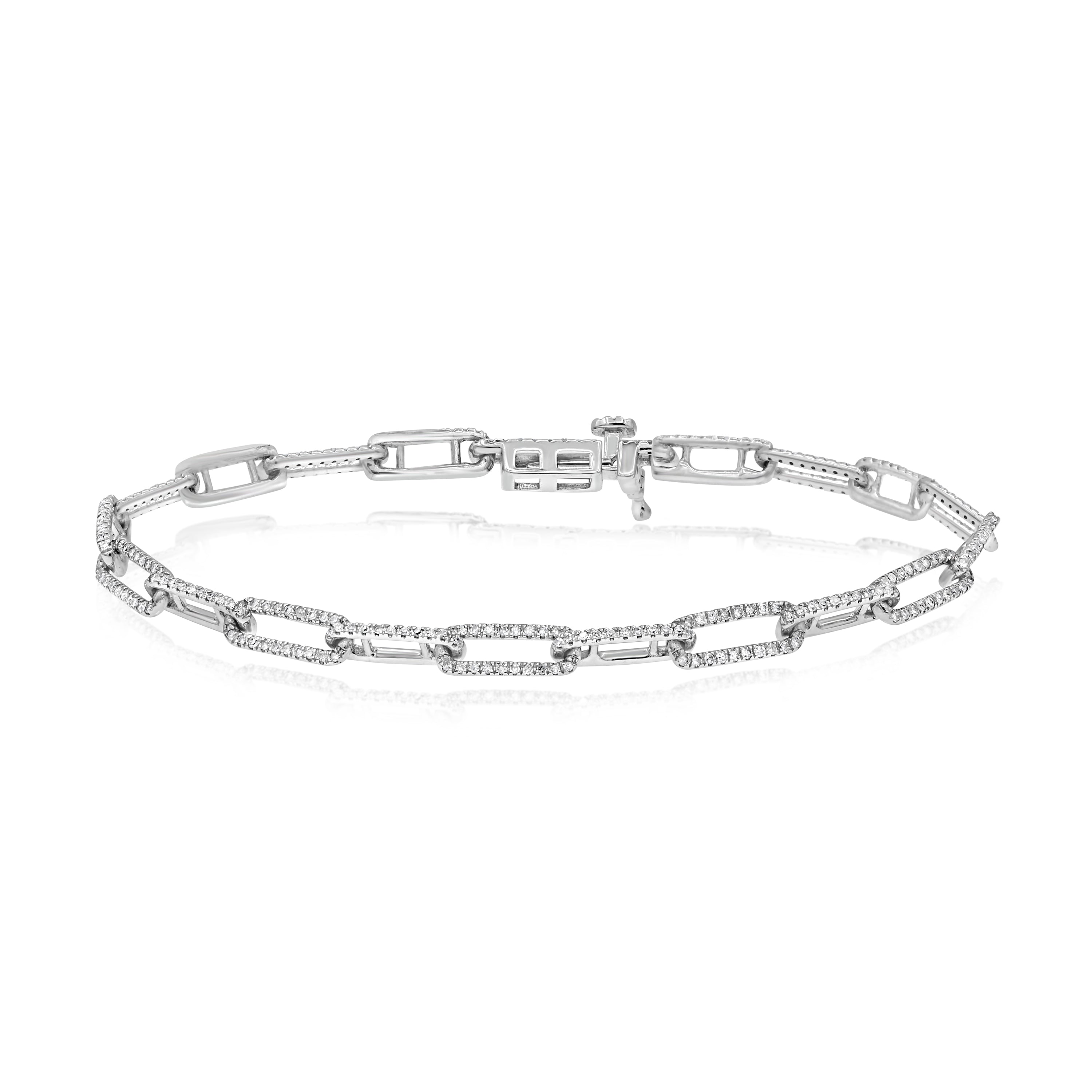 0.85 ct. Diamond 14K White Gold Paperclip Interlock Bracelet