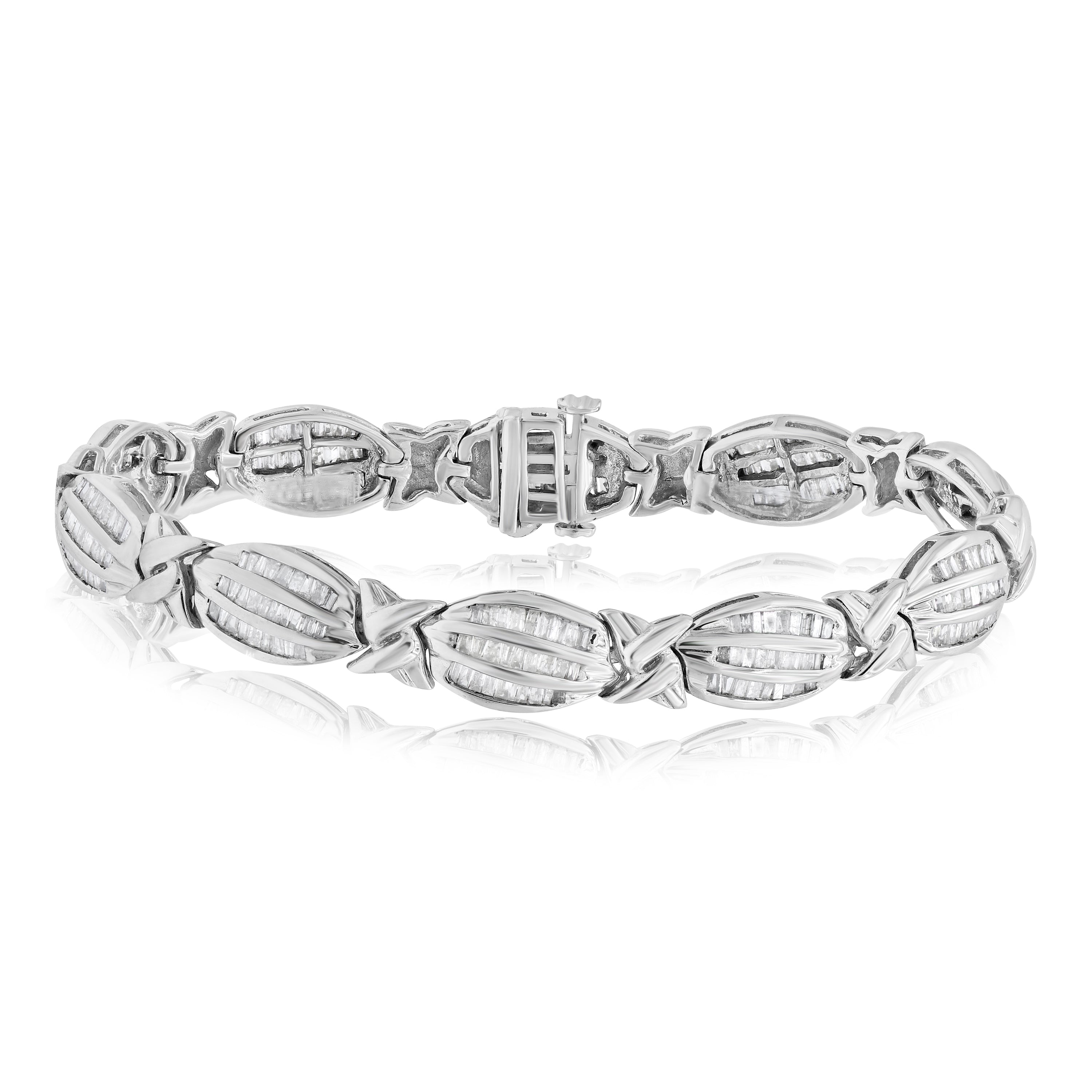 4 ct. Diamond 14K White Gold Scalloped Link Bracelet