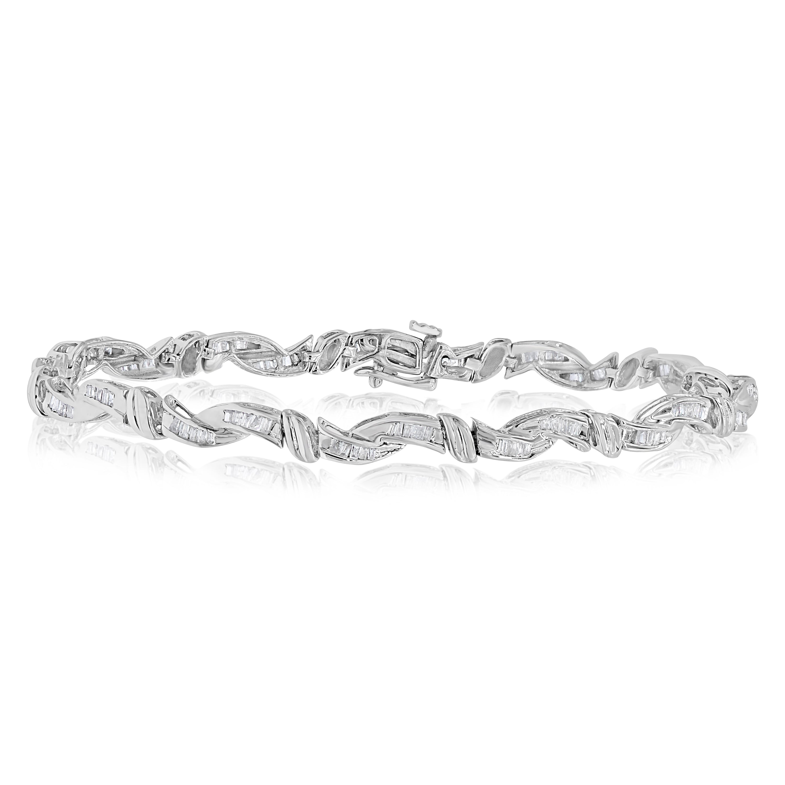 1 ct. Diamond 14K White Gold Alternating Link Bracelet