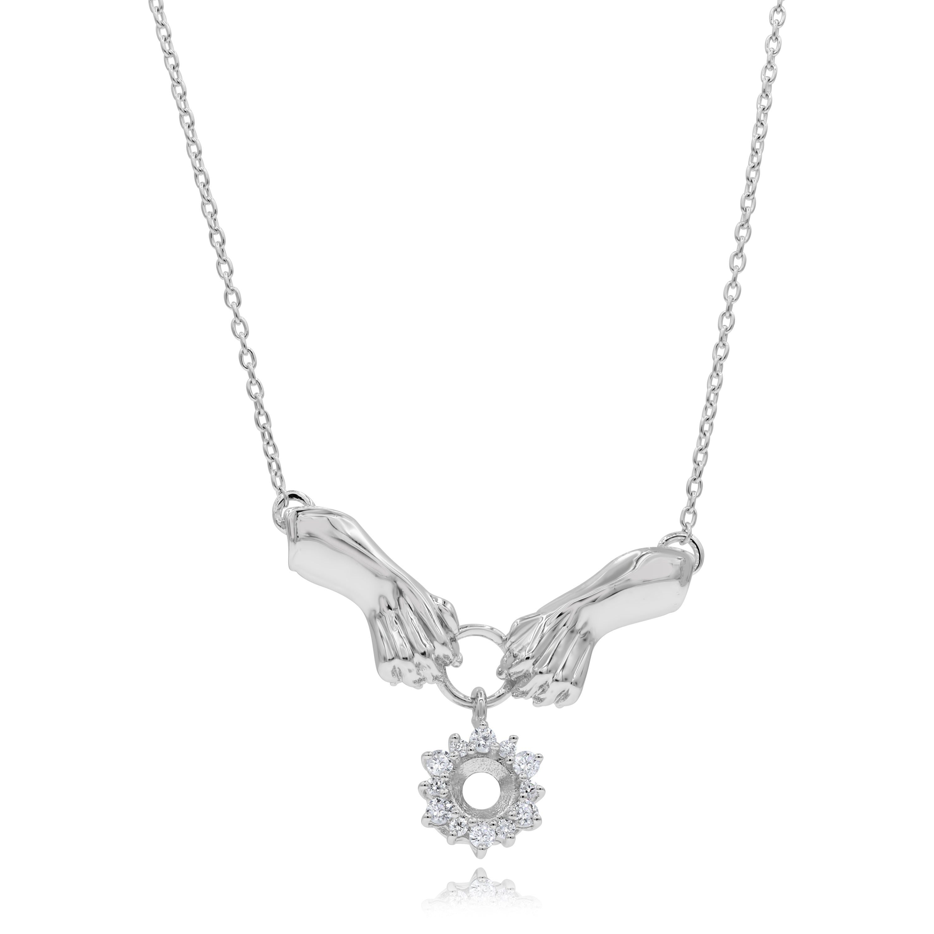 0.23 ct. Diamond 18K White Gold Joint Hand Pendant Necklace Mounting