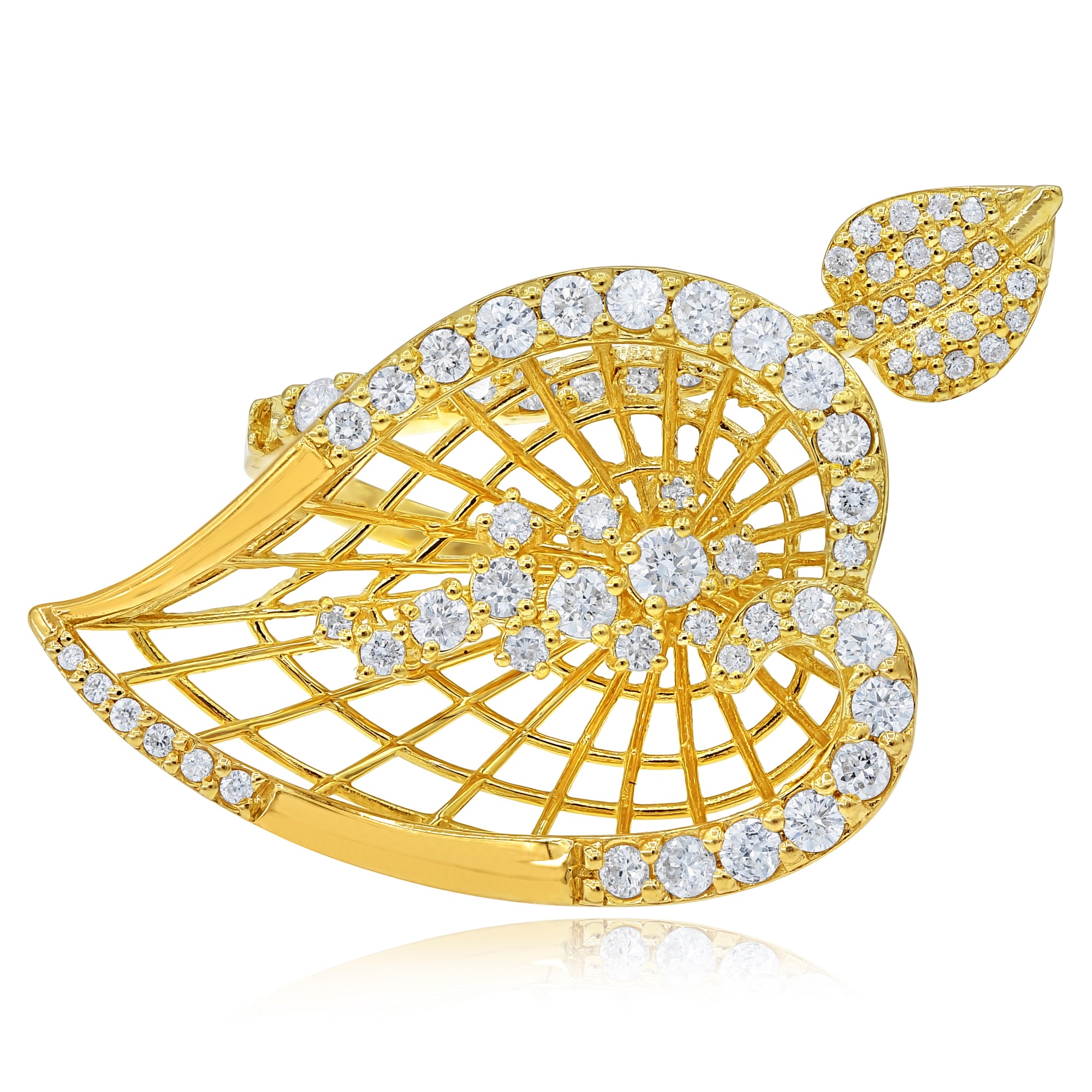 1.23 ct. Diamond 18K Yellow Gold Flower Petals Ring