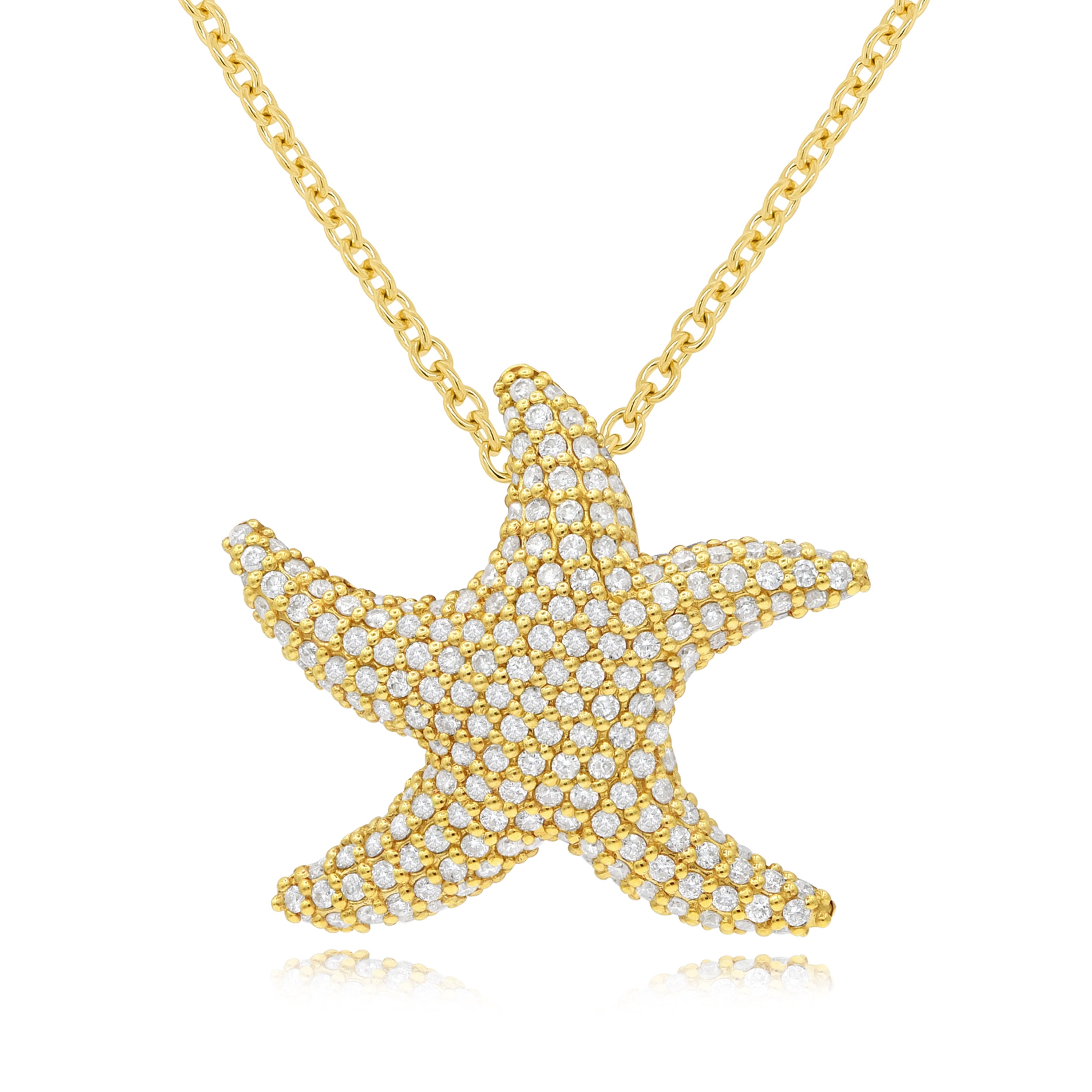 1.31 ct. Diamond 18K Yellow Gold Starfish Pendant