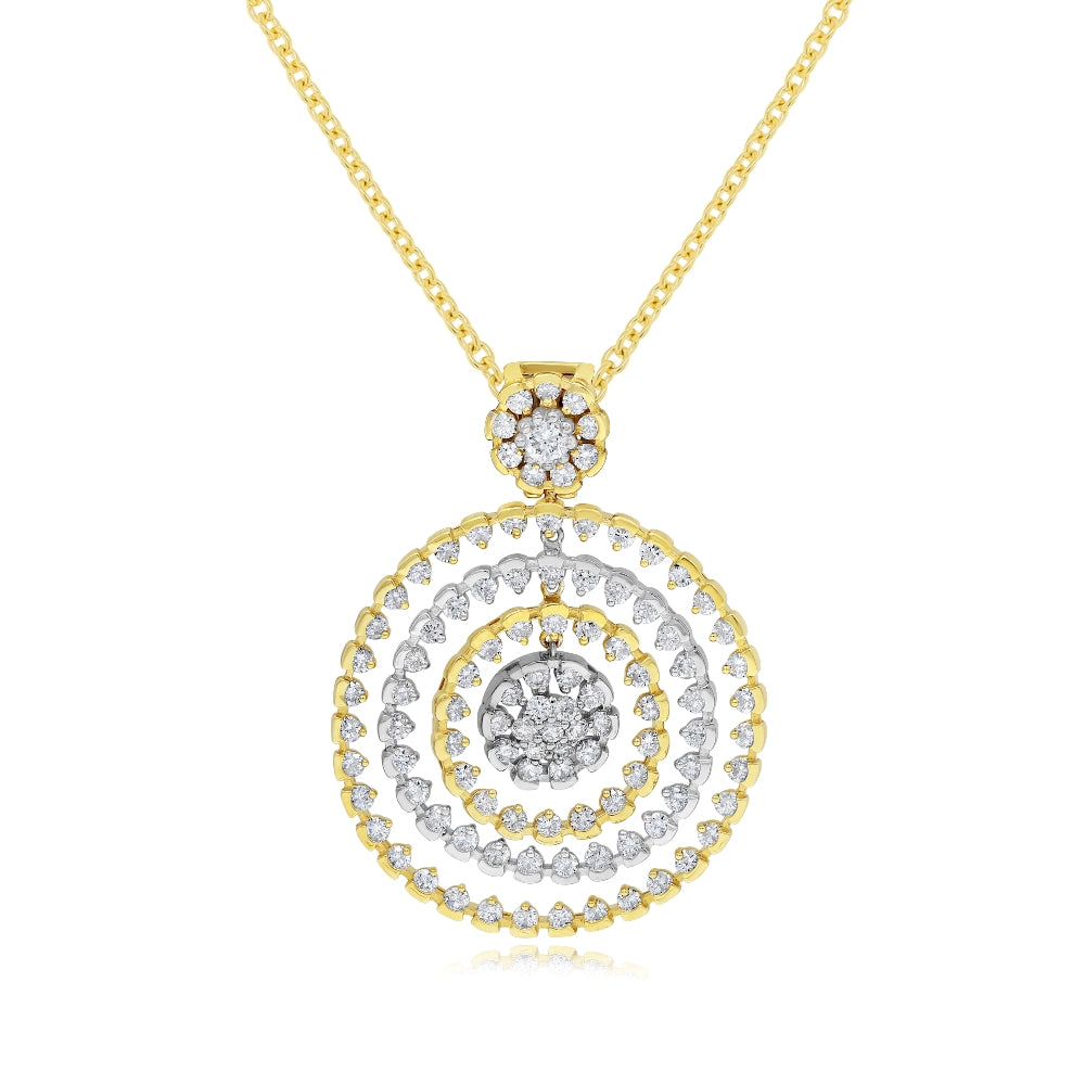 4.54 ct. Diamond 18K Two Tone Gold Concentric Circle Pendant