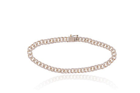 1.49 ct. Diamond Pave 14K Rose Gold Cuban Link Bracelet