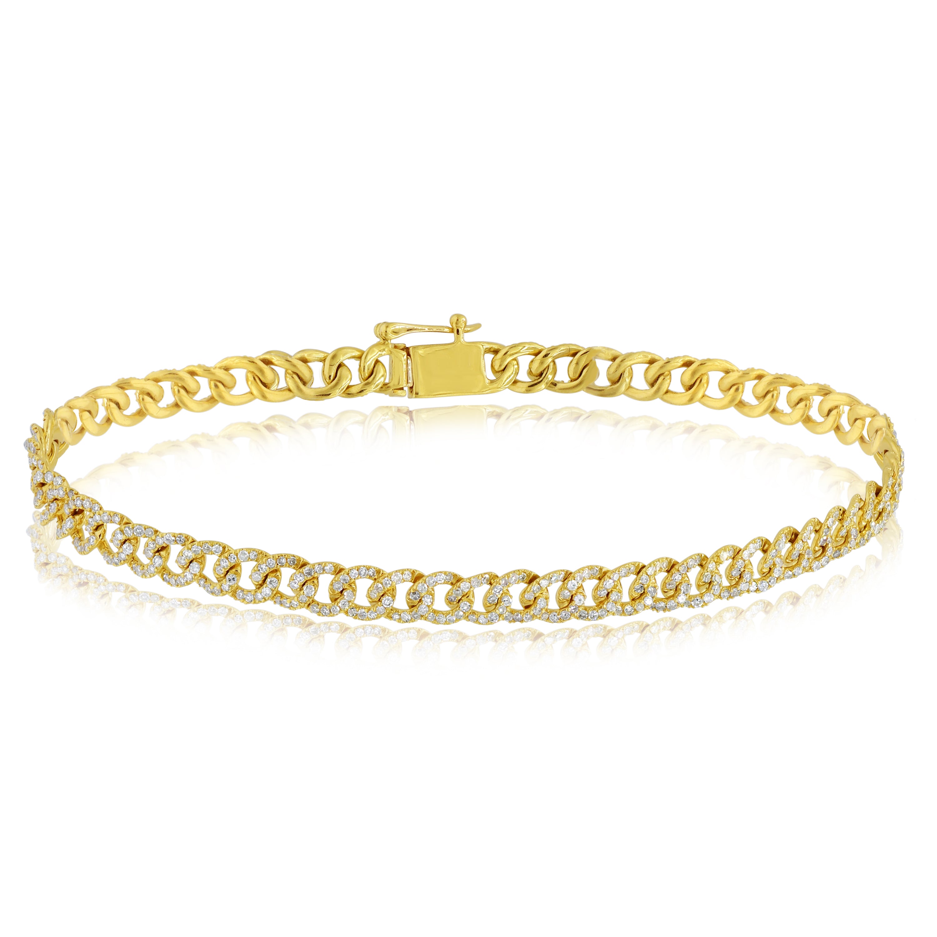 1.49 ct. Diamond 14K Yellow Gold Cuban Link Bracelet