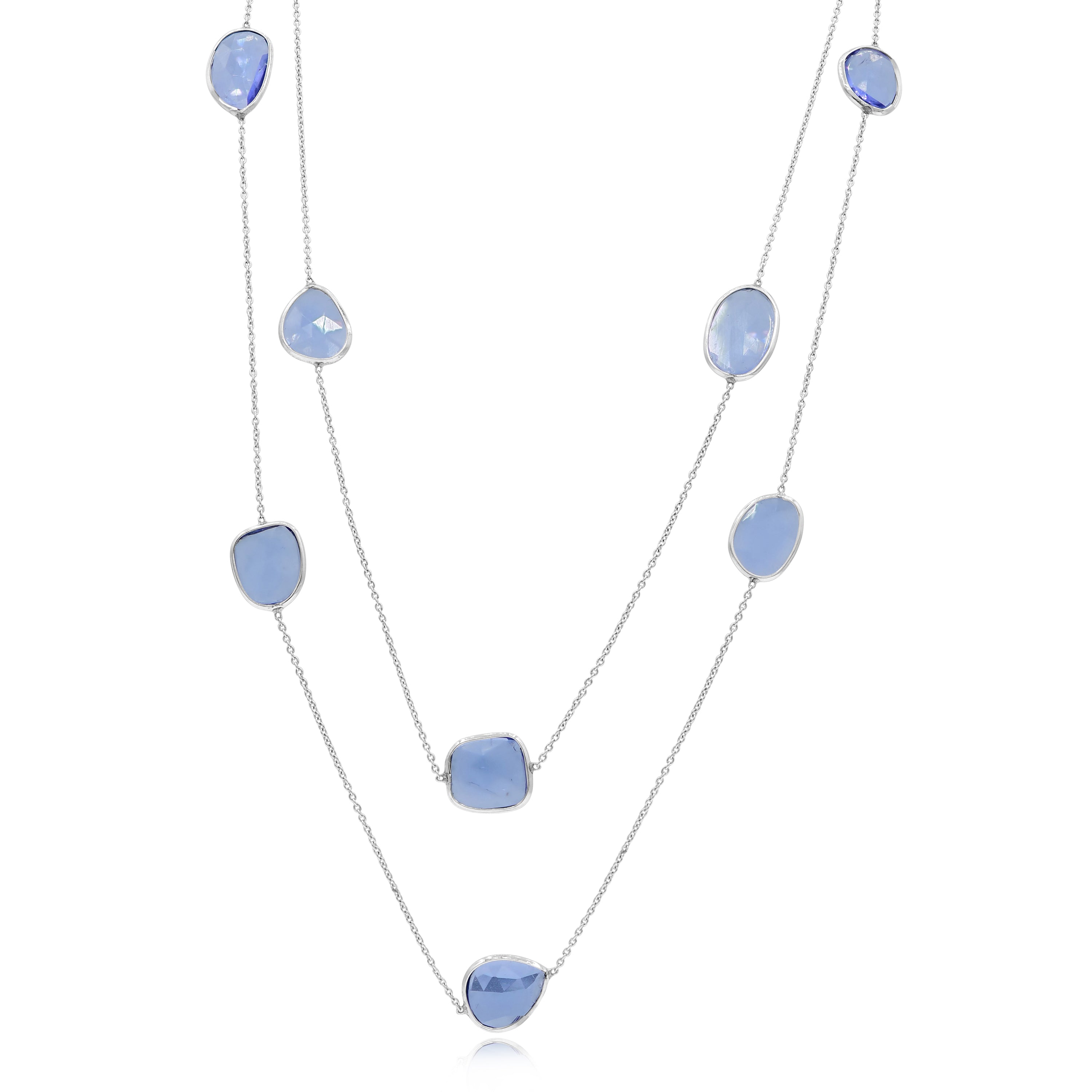 16.76 ct. Blue Tananite 18K White Gold Necklace 36"