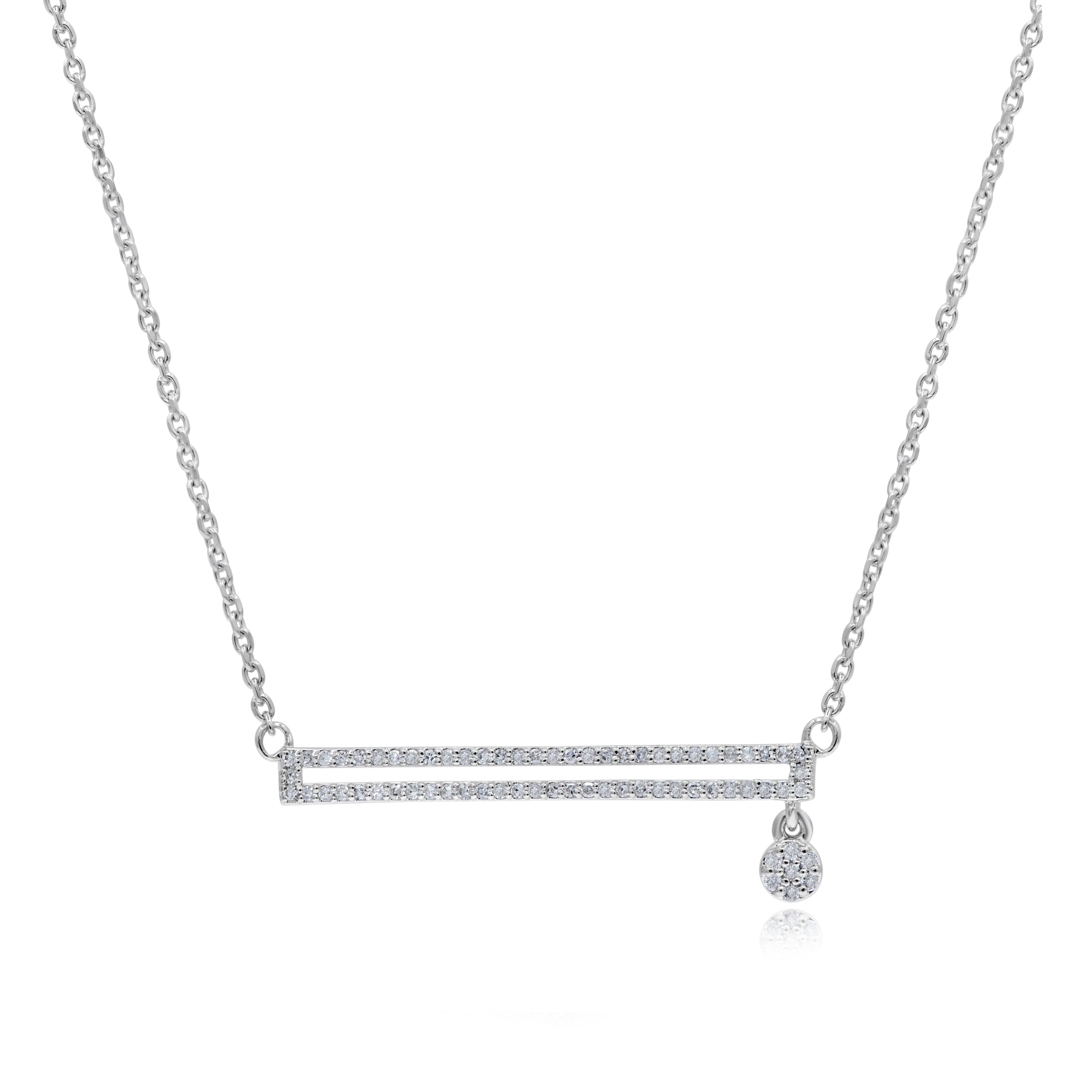 0.2 ct. Diamond 14K White Gold Horizontal Double Bar Pendant Necklace 18"