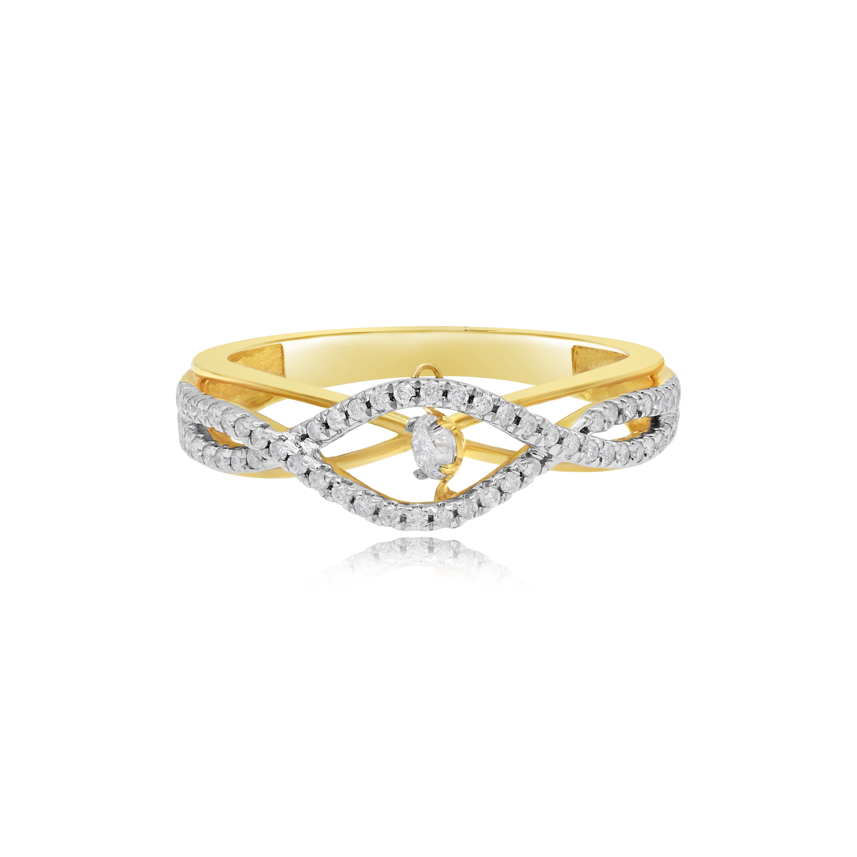 0.31 ct. Diamond 14K Yellow Gold Moving Center Stone Ring Size 7