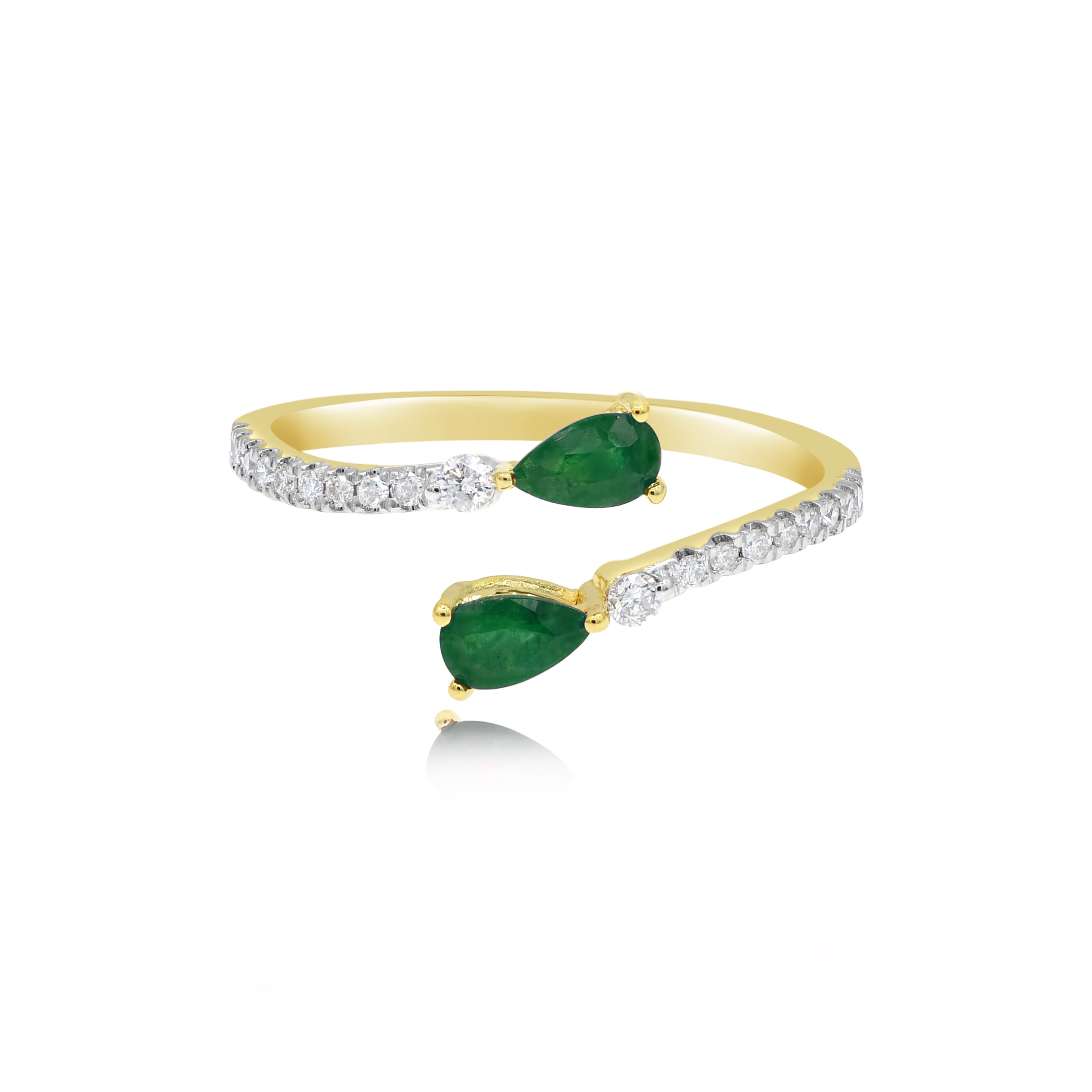 0.37 ct. Emerald & 0.16 ct. Diamond 14K Yellow Gold Ring