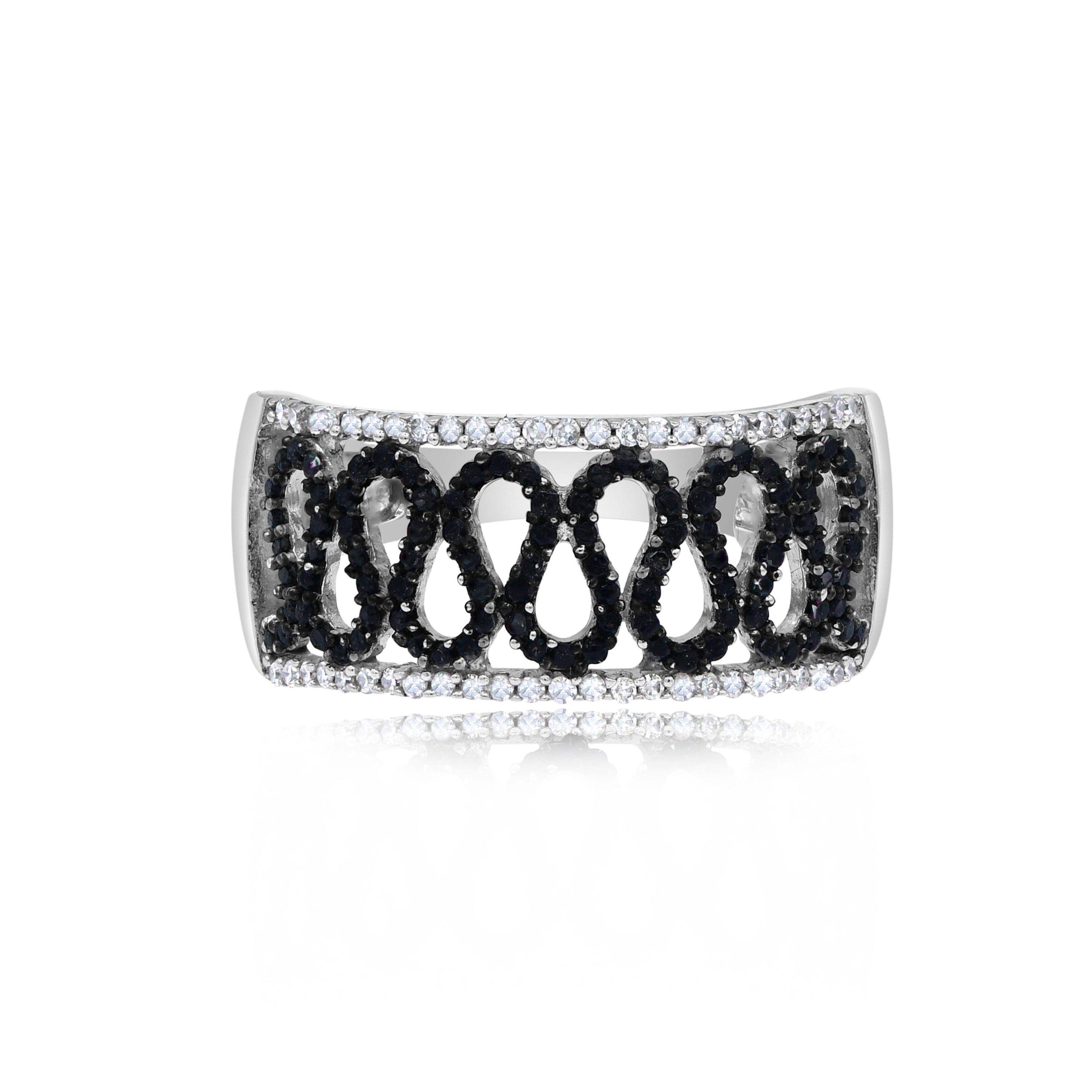 0.45 ct. Black & White Diamond 14K White Gold Ring