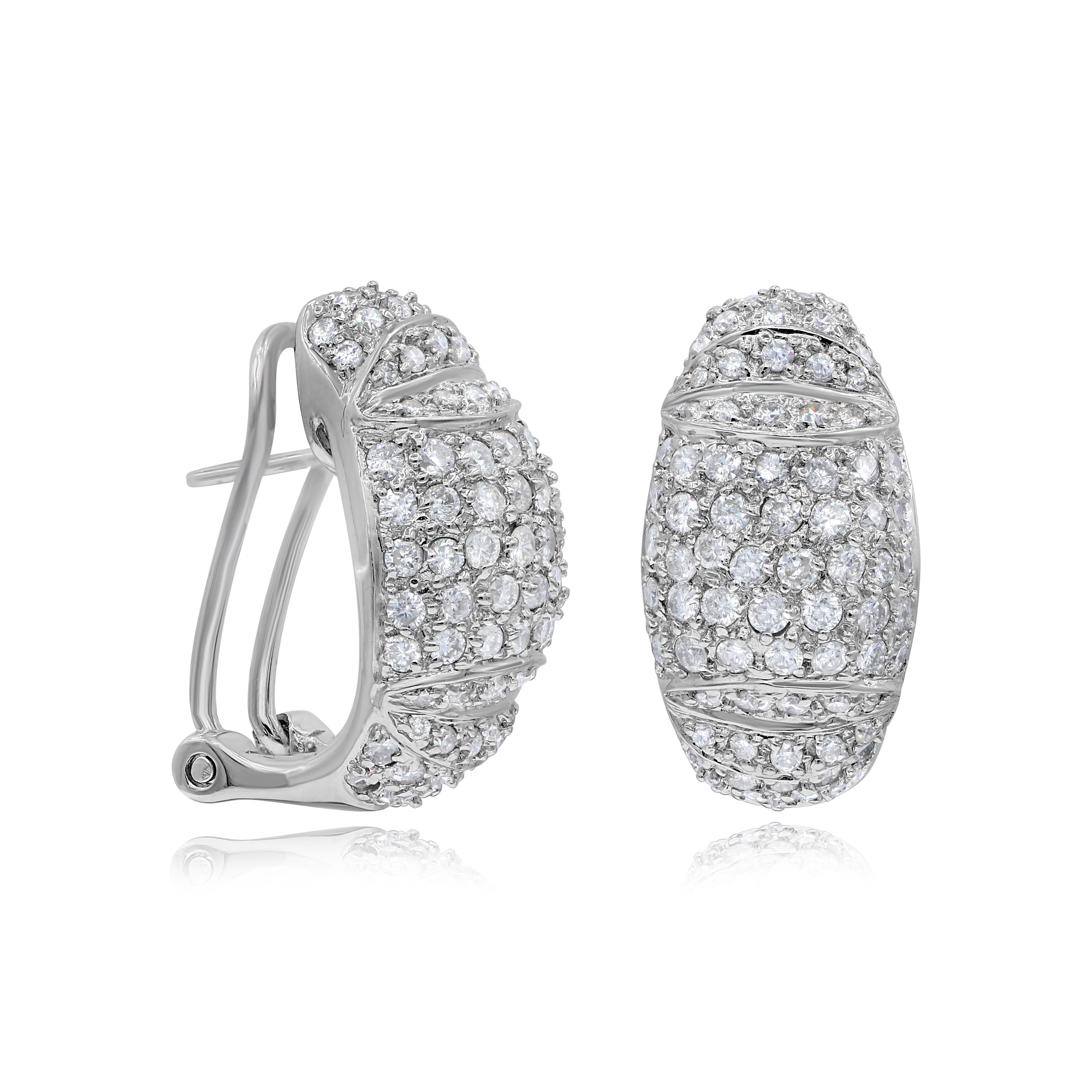 1.05 ct. Diamond 14K White Gold Huggie Earrings
