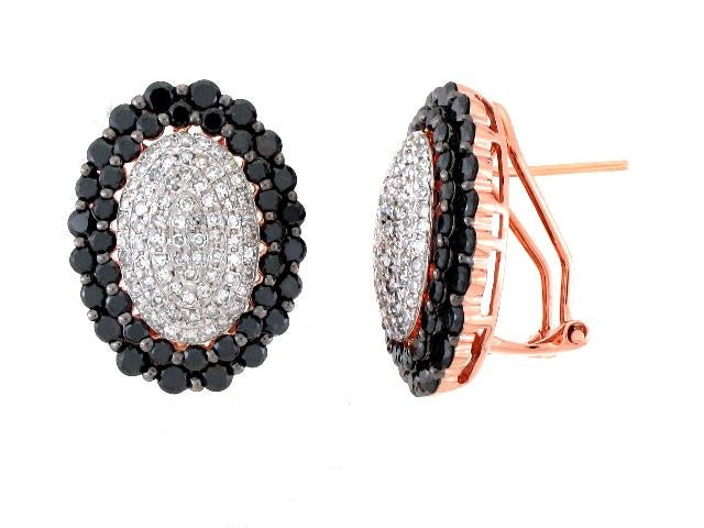3 ct. Black & White Diamond 14K Rose Gold Earrings