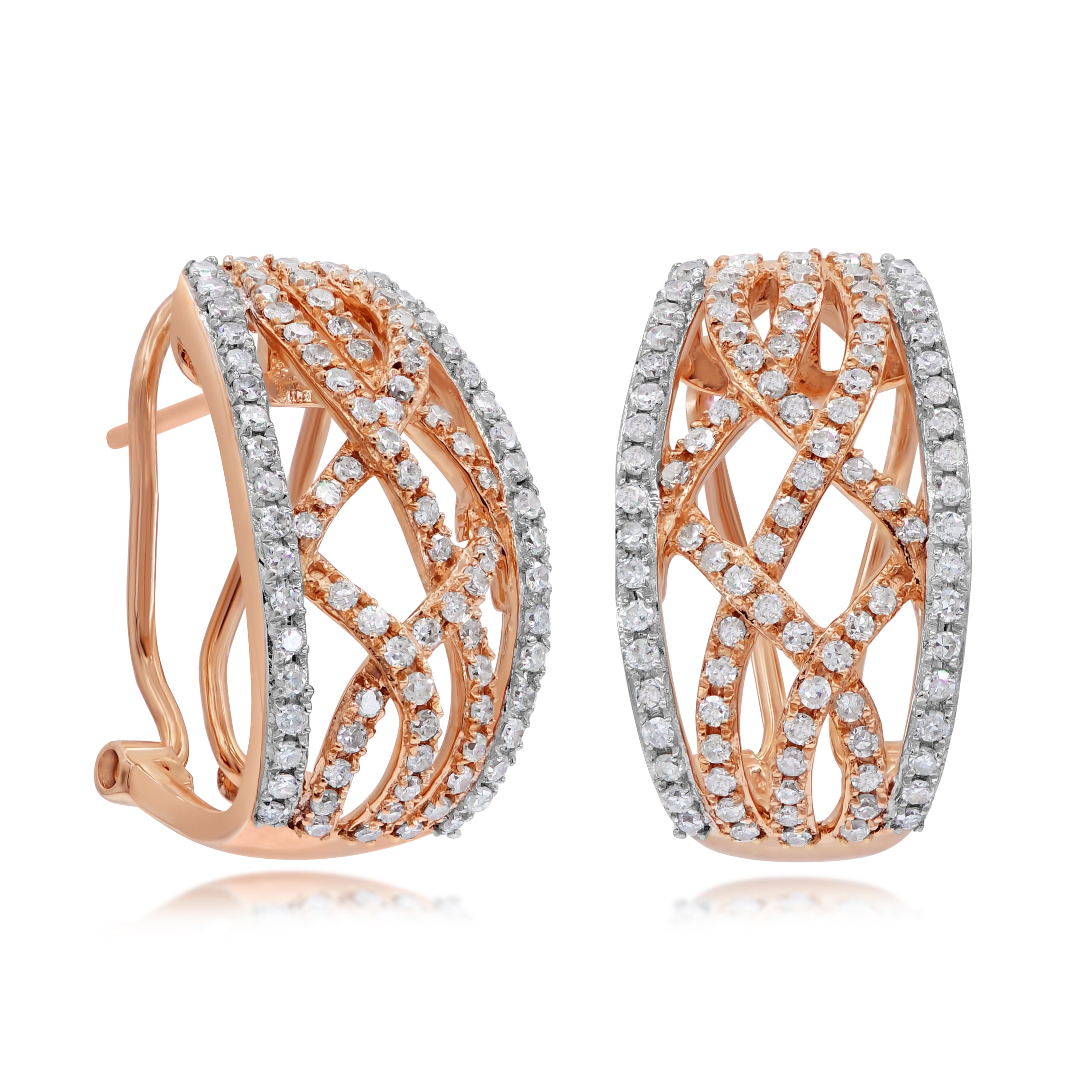 0.80 ct. Diamond 14K White & Rose Gold Leverback Earrings