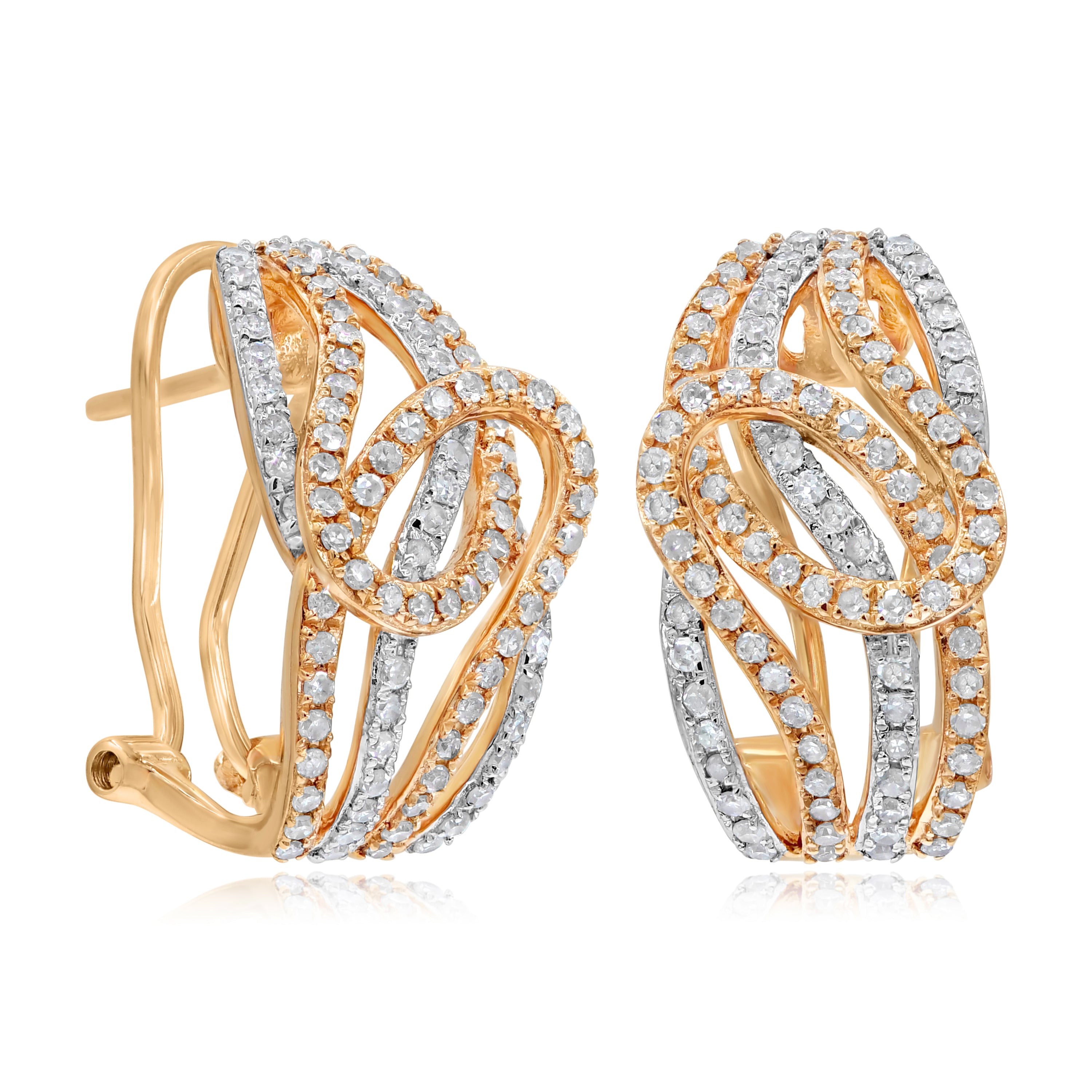 0.83 ct. Diamond 14K Rose Gold Leverback Earrings
