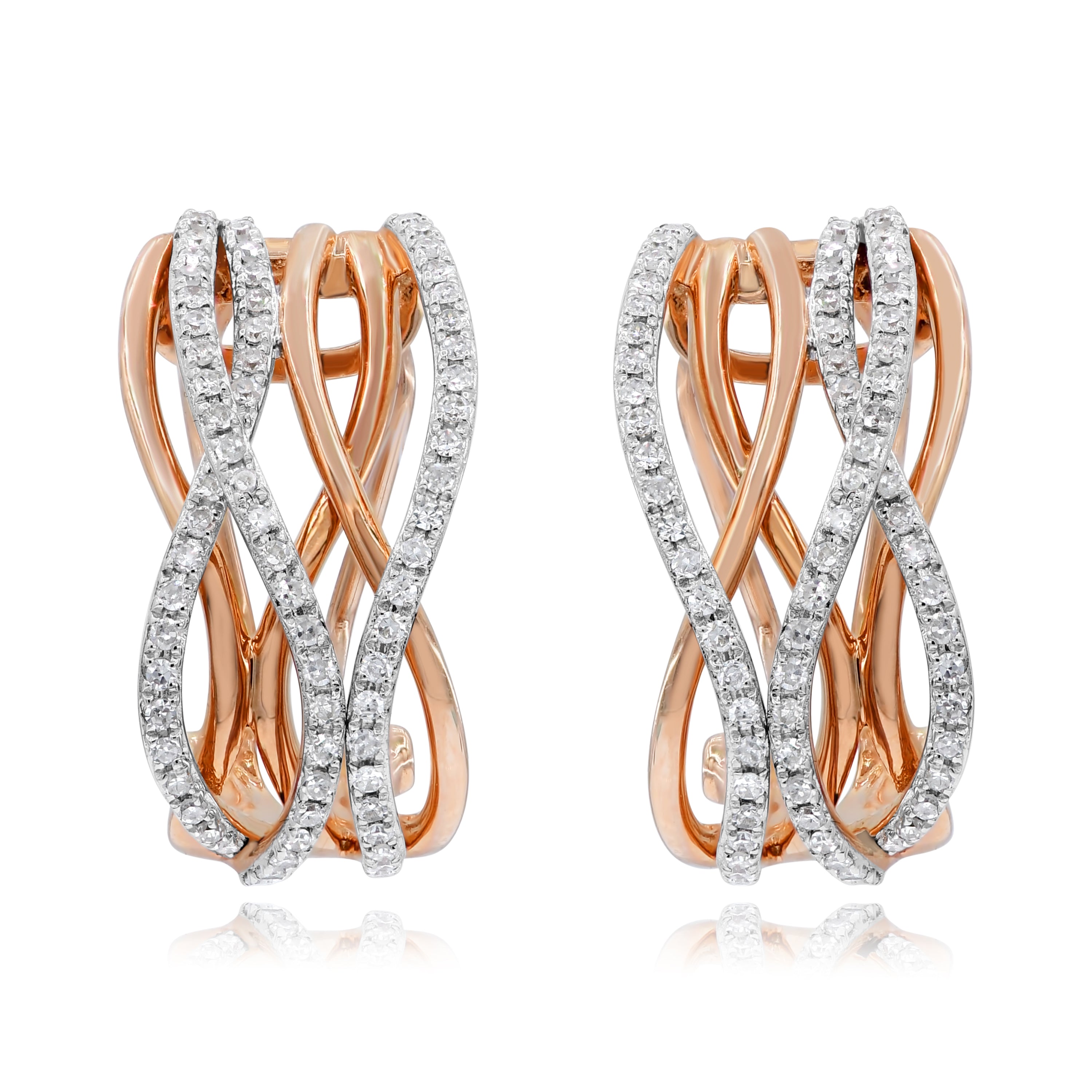 0.58 ct. Diamond 14K Rose Gold Leverback Earrings