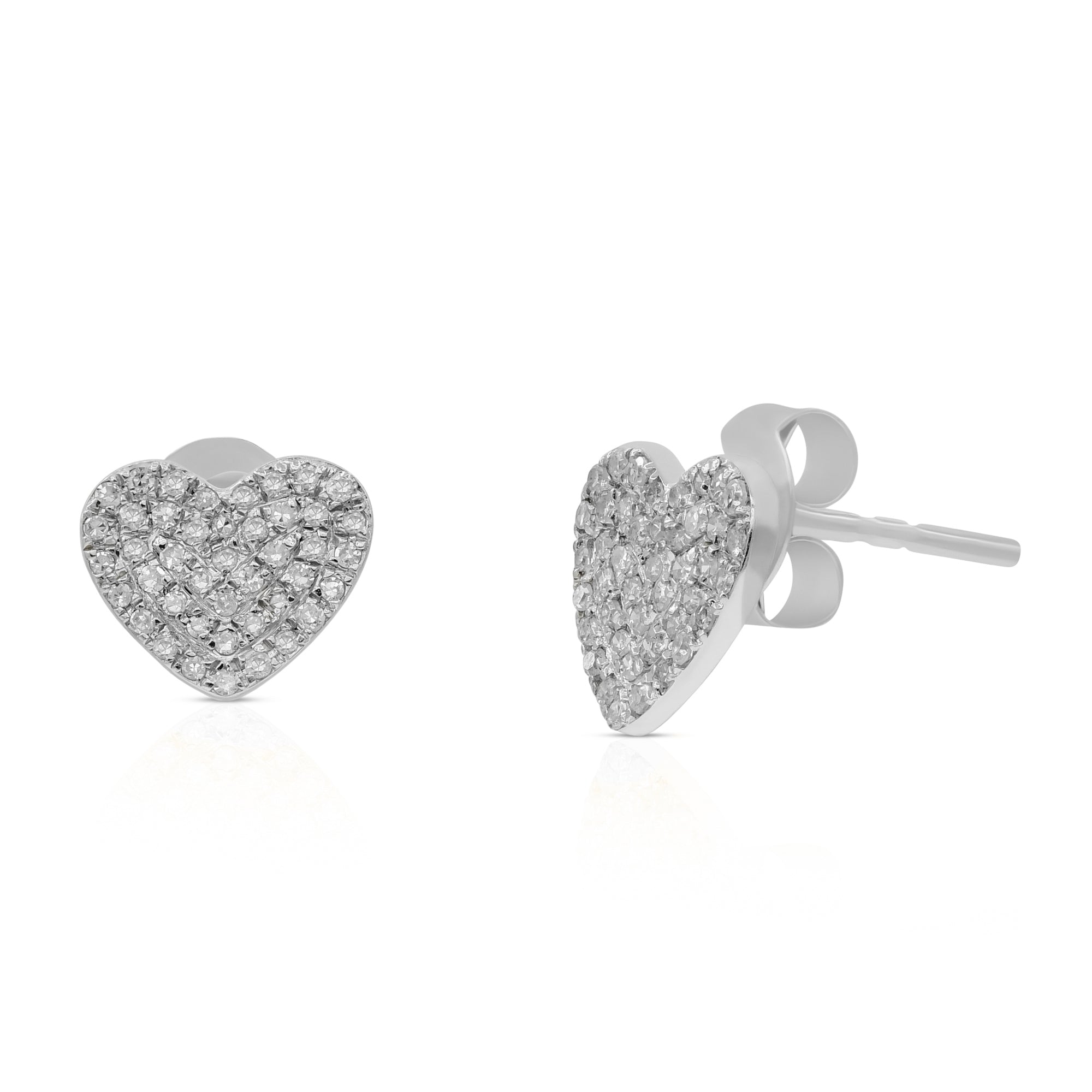 0.25 ct. Diamond 14K White Gold Heart Stud Earrings