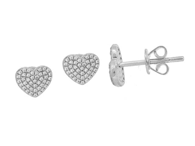 0.24 ct. Diamond 14K White Gold Heart Stud Earrings