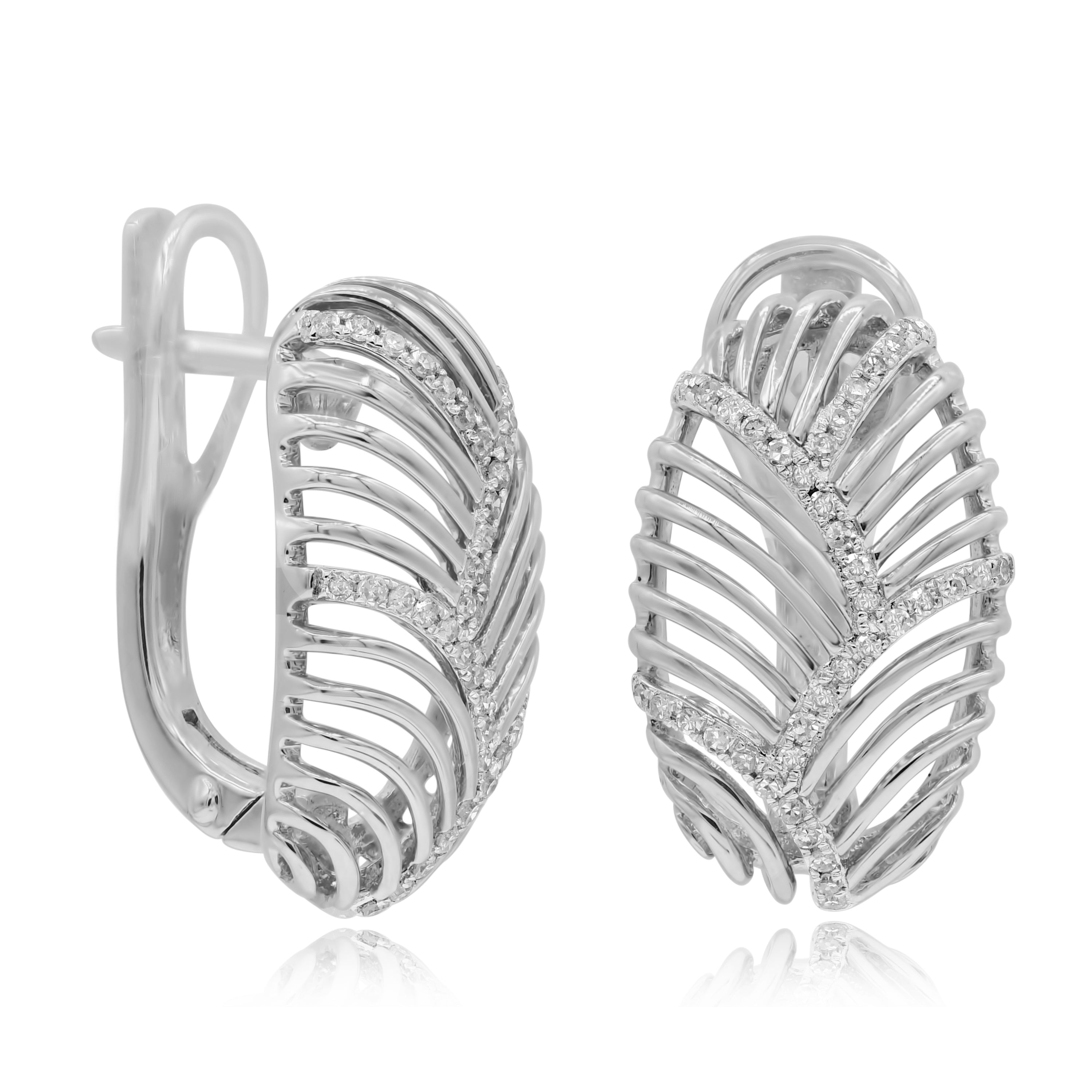 0.23 ct. Diamond 14K White Gold Leverback Earrings