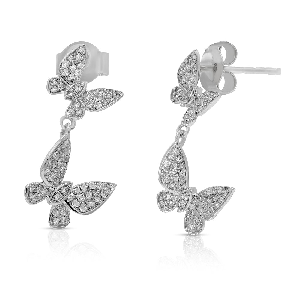 0.34 ct. Diamond 14K White Gold Butterfly Earrrings