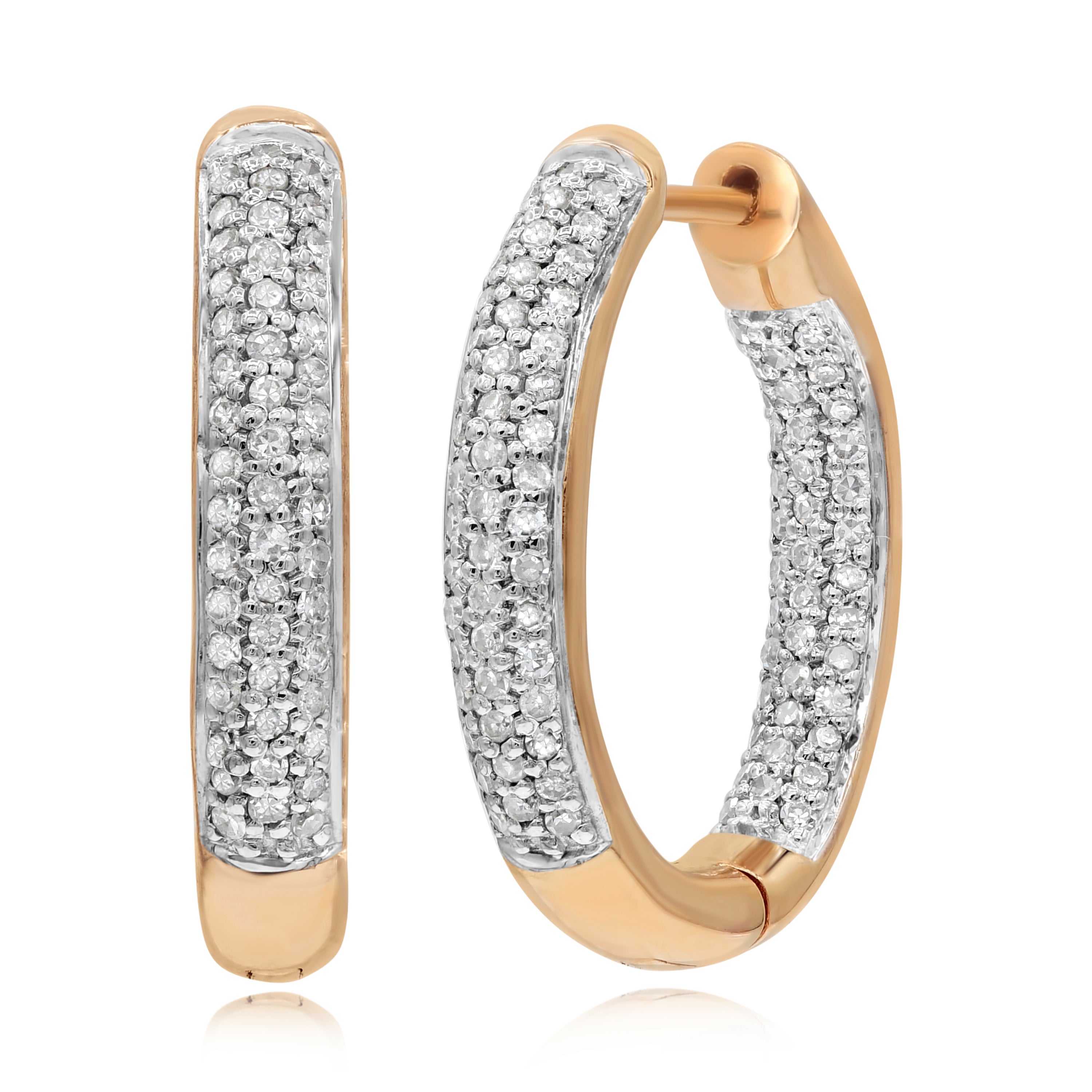 0.5 ct. Diamond 14K Rose Gold Mutli-Pave Hoop Earrings