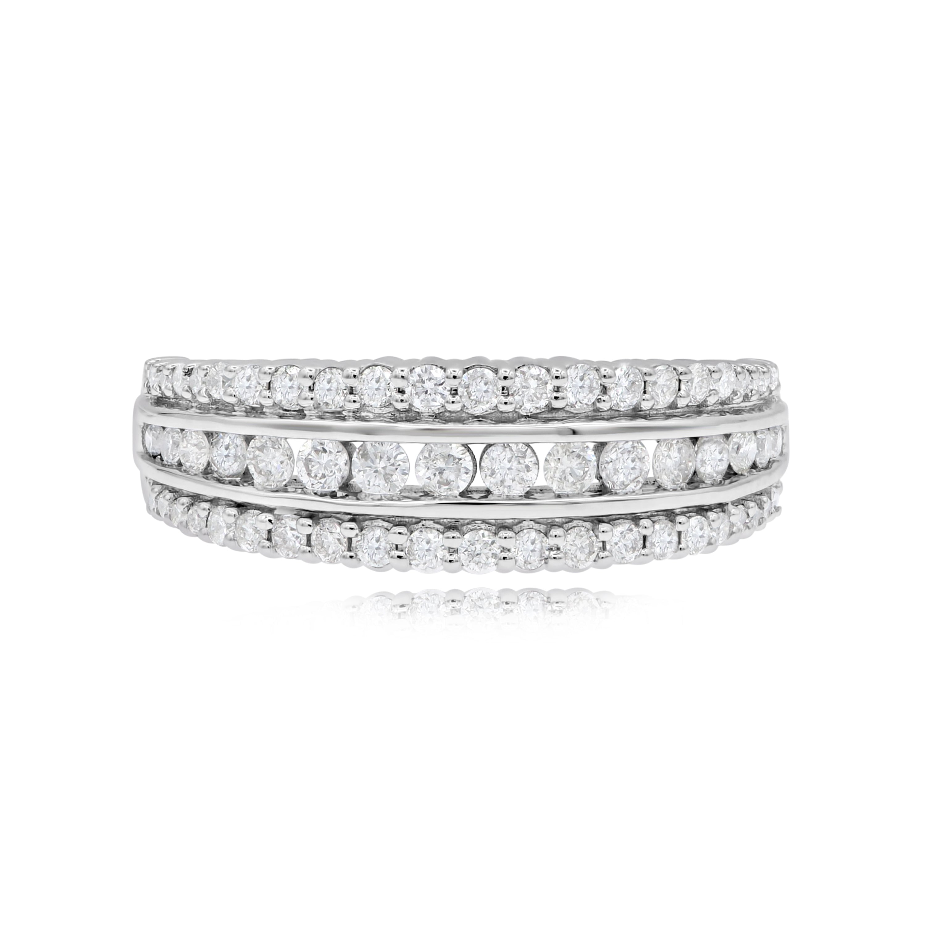 0.65 ct. Diamond 14K White Gold Multi-Row Half Eternity Band