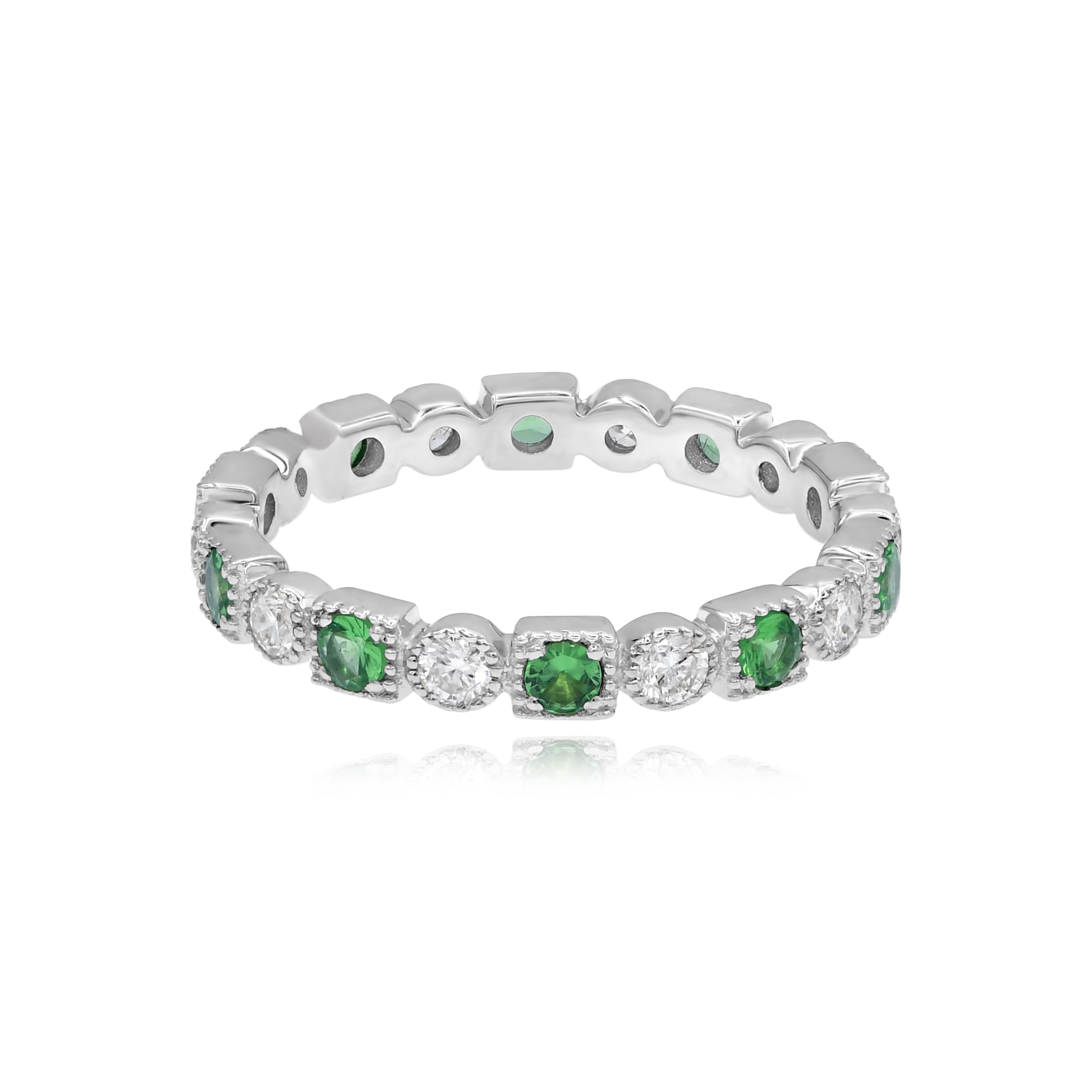 0.56 ct. Green Garnet & 0.44 ct. Diamond 18K White Gold Eternity Band
