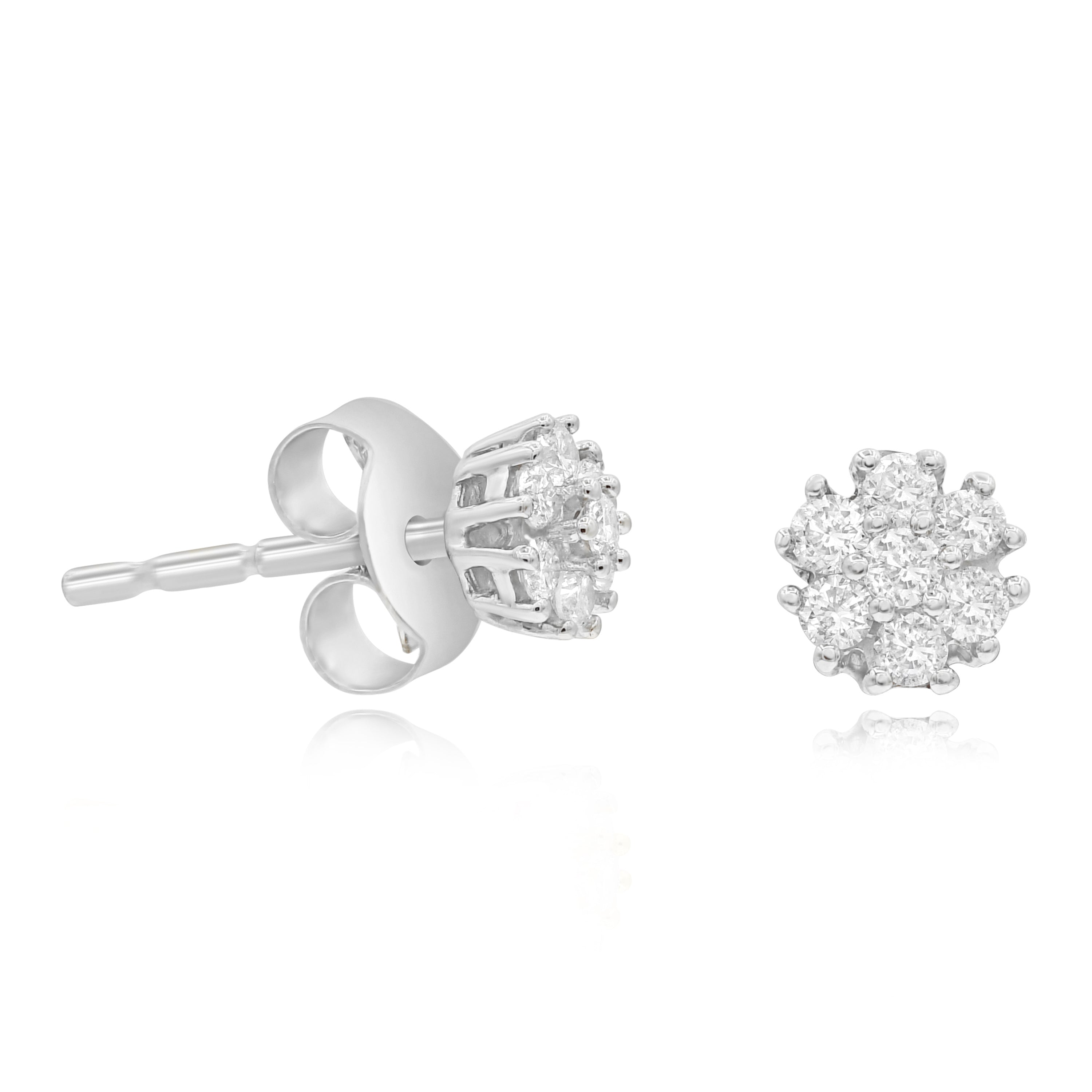 0.24 ct. Diamond 14K White Gold Floret Cluster Stud Earrings