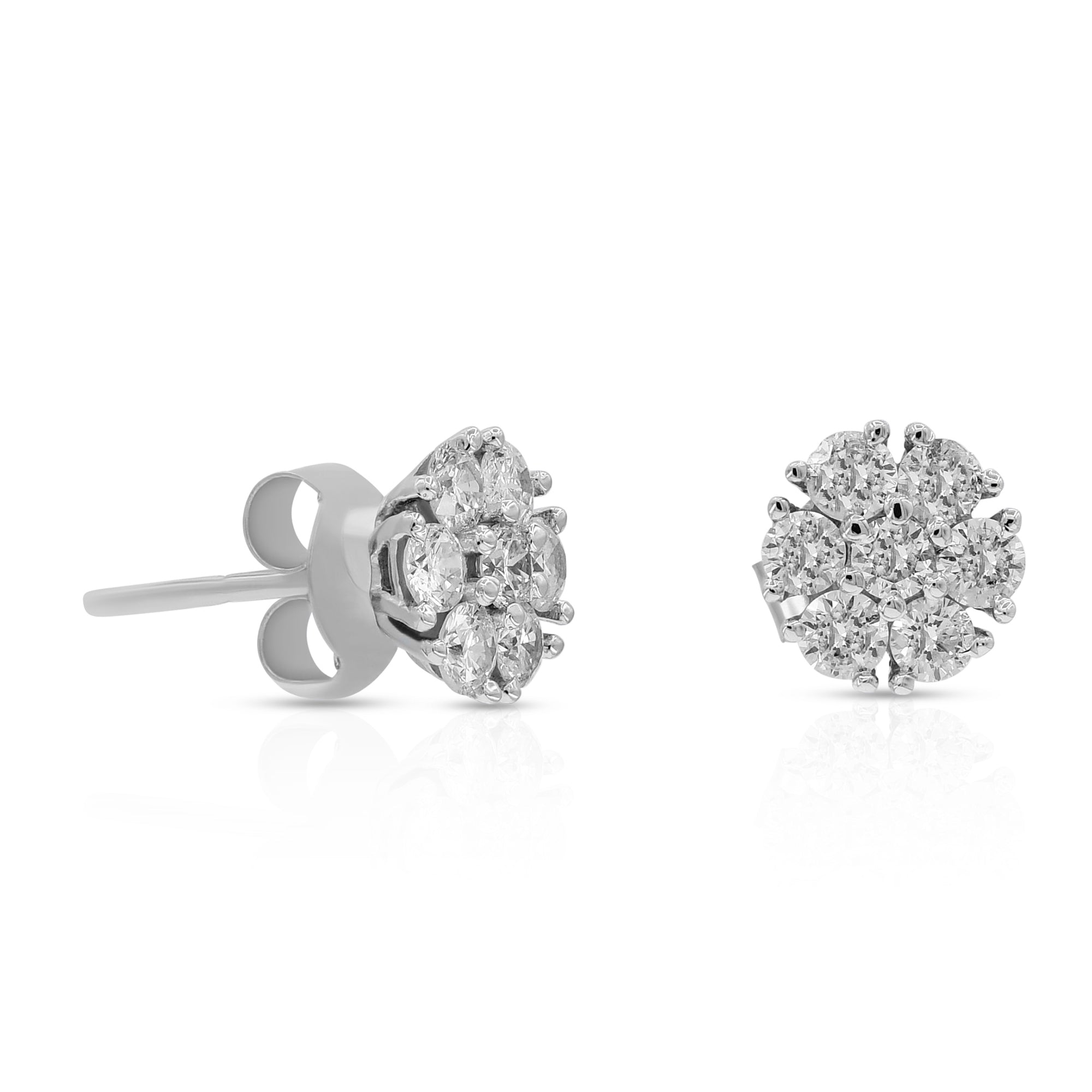 1.05 ct. Diamond 14K White Gold Floret Stud Earrings