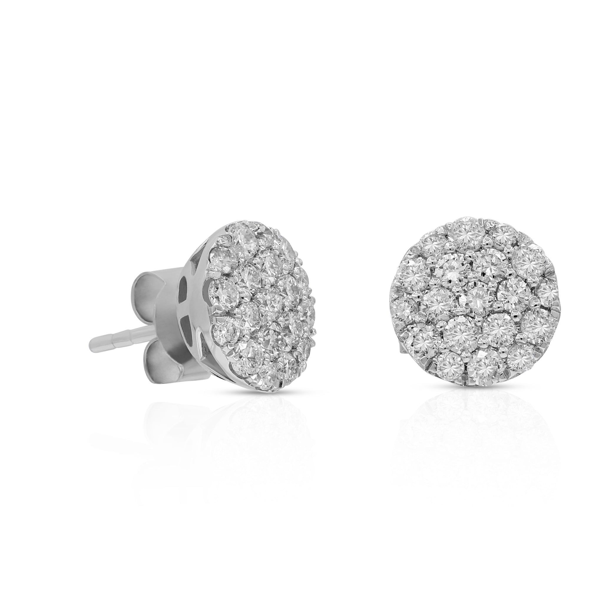 1 ct. Diamond 14K White Gold Cluster Stud Earrings