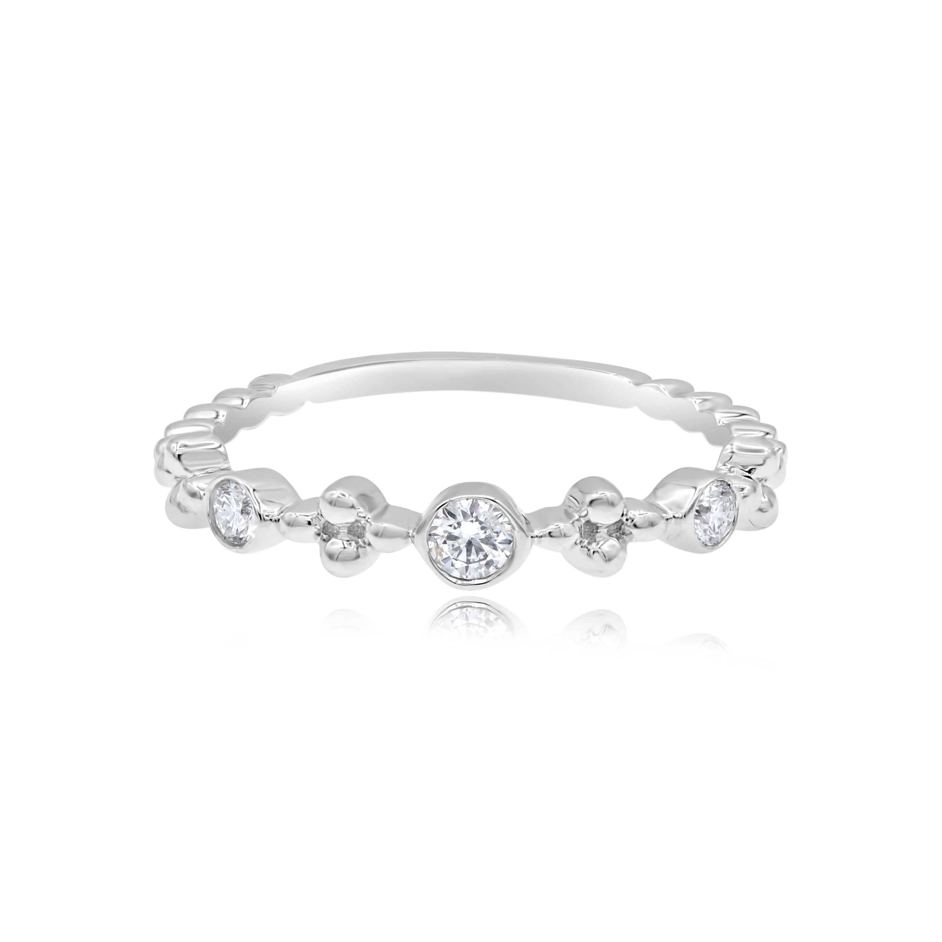 0.18 ct. Diamond 14K White Gold Bezel Pave Pod Ring