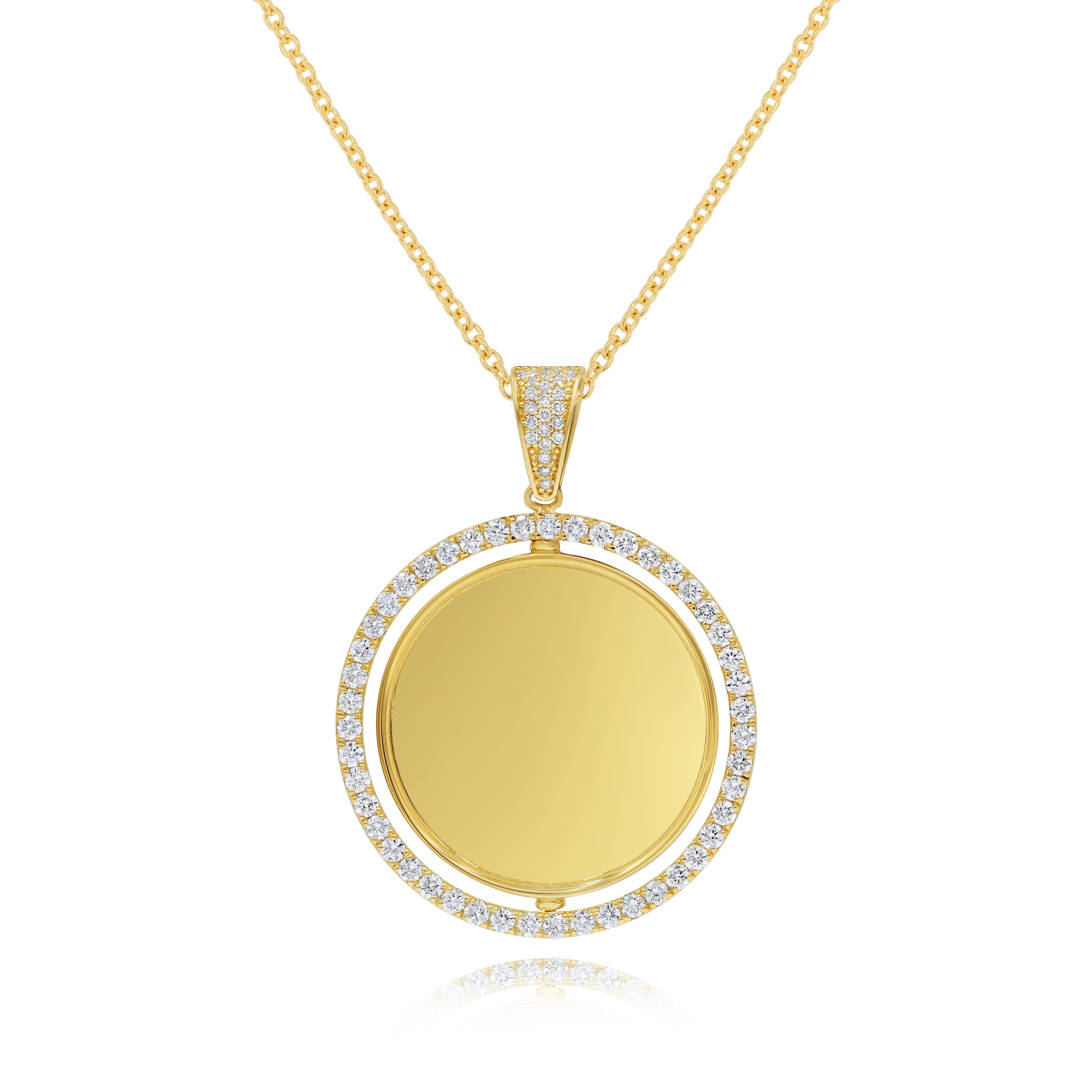 1.94 ct. Diamond 14K Yellow Gold Halo Memory Pendant