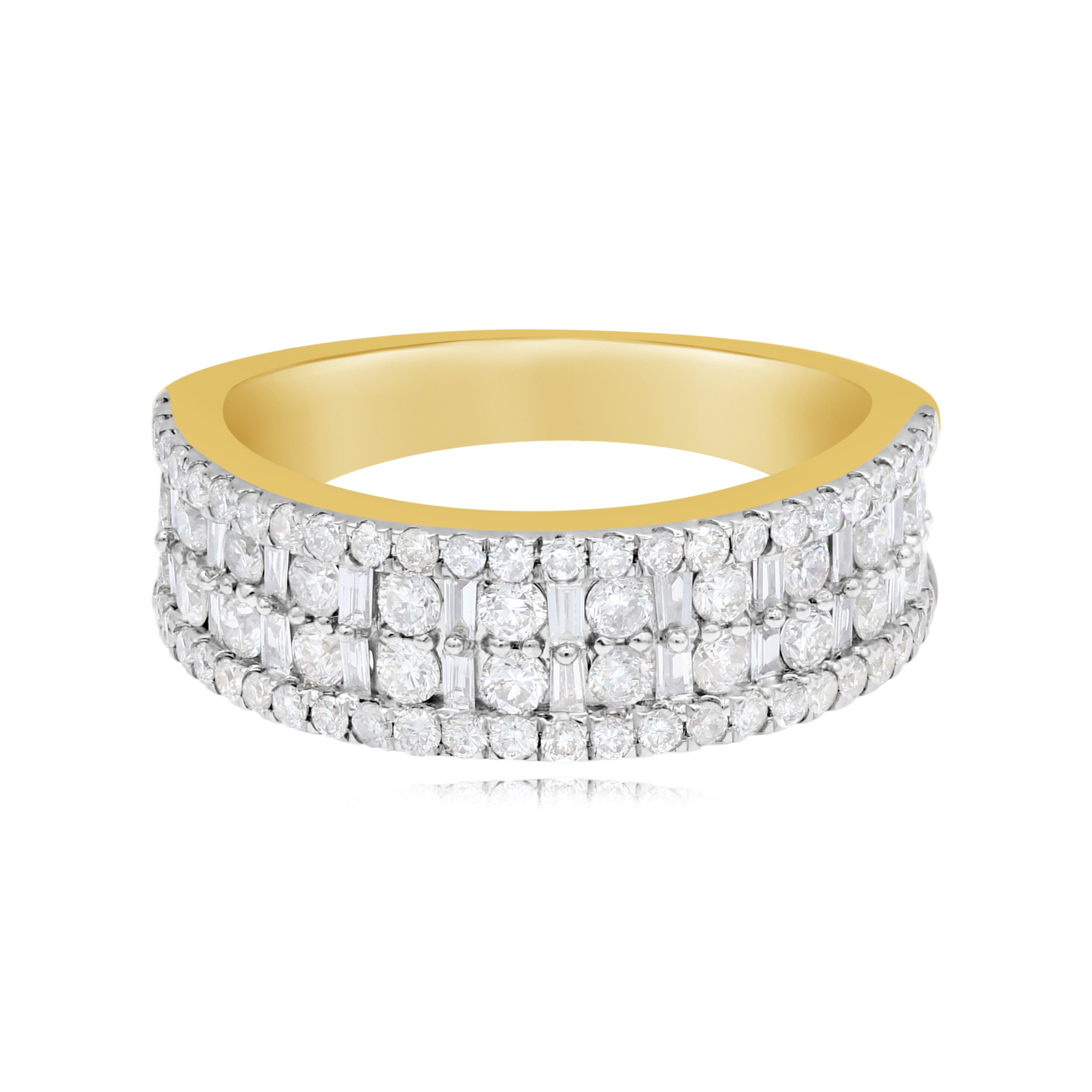 1.15 ct. Diamond 14K Yellow Gold 4-Rows Band