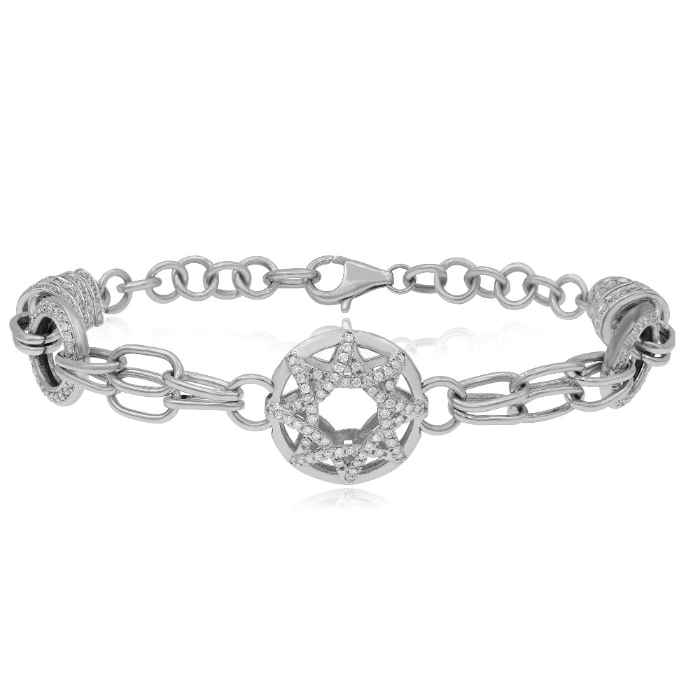 1.55 ct. Diamond 18K White Gold Star Link Bracelet