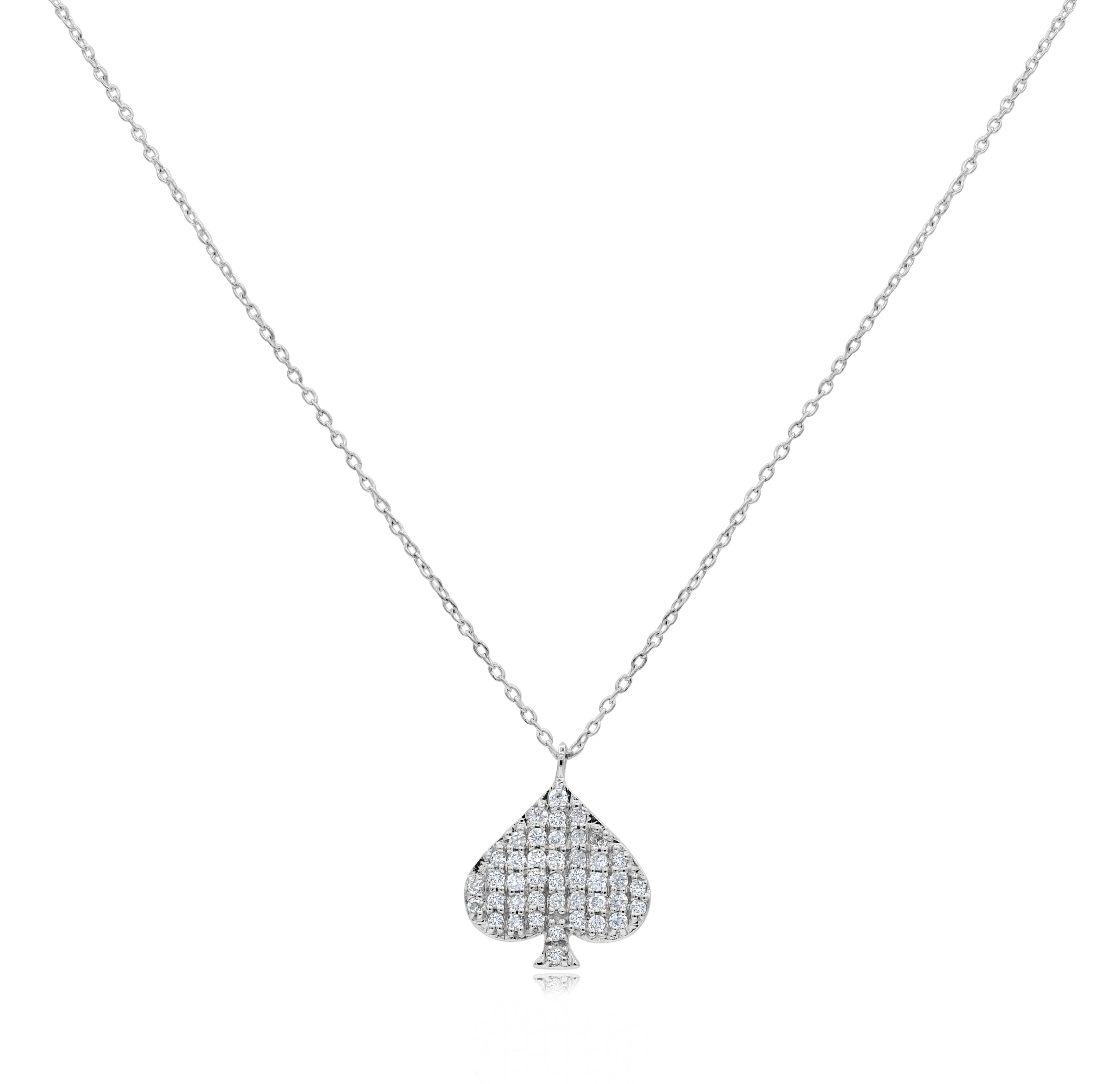 0.17 ct. Diamond 14K White Gold Spade Pendant Necklace 18"