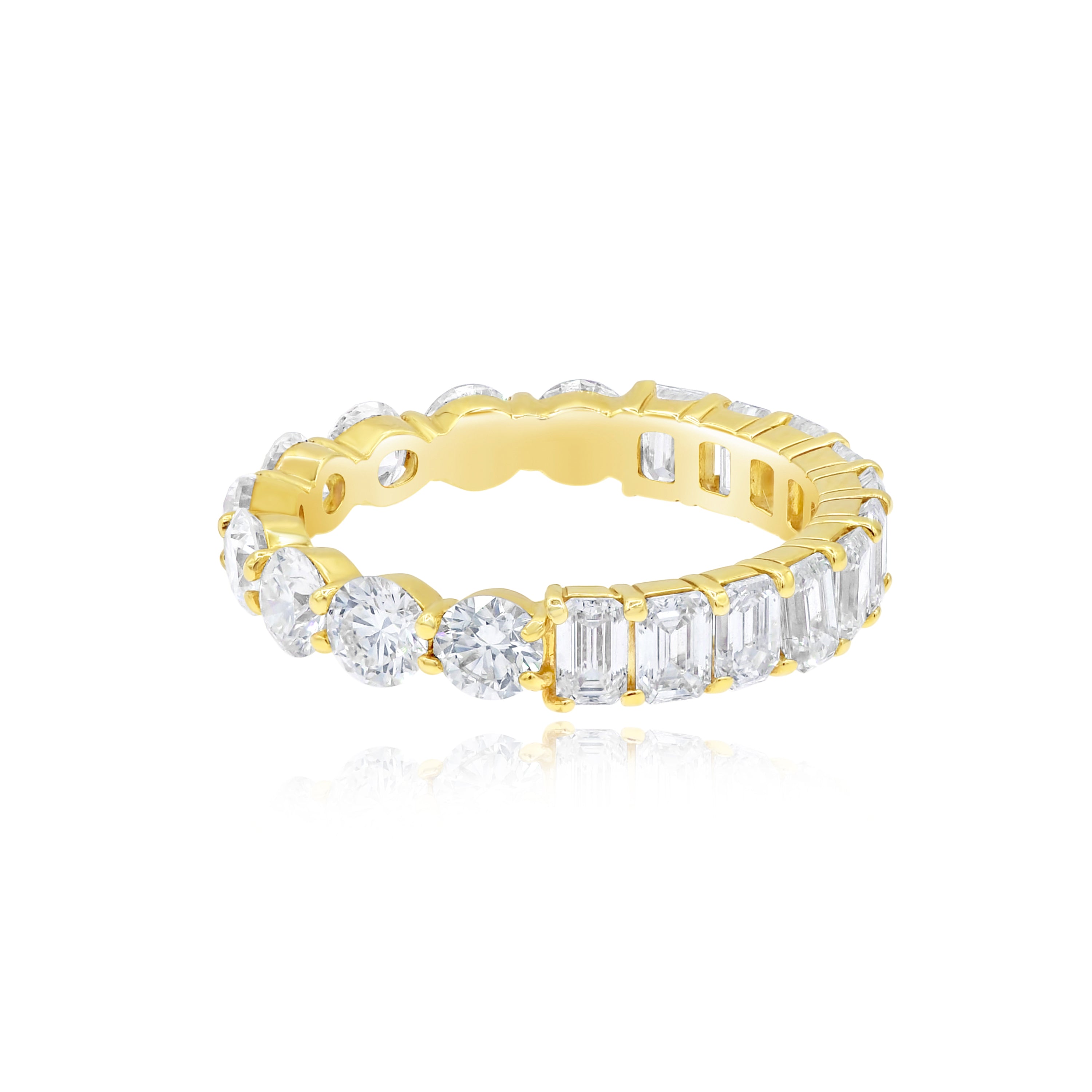 3.29 ct. Diamond 18K Yellow Gold Half & Half Eternity Band