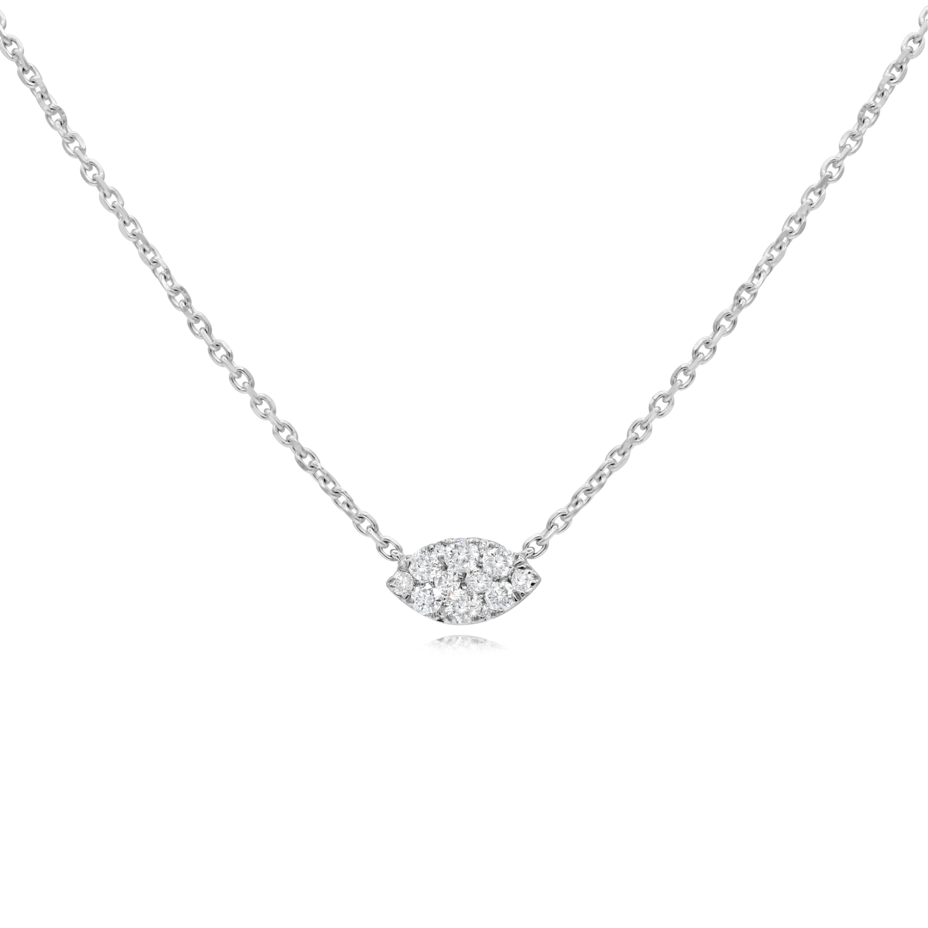 0.24 ct. Diamond 14K White Gold Pave Marquise Pendant Necklace 18"