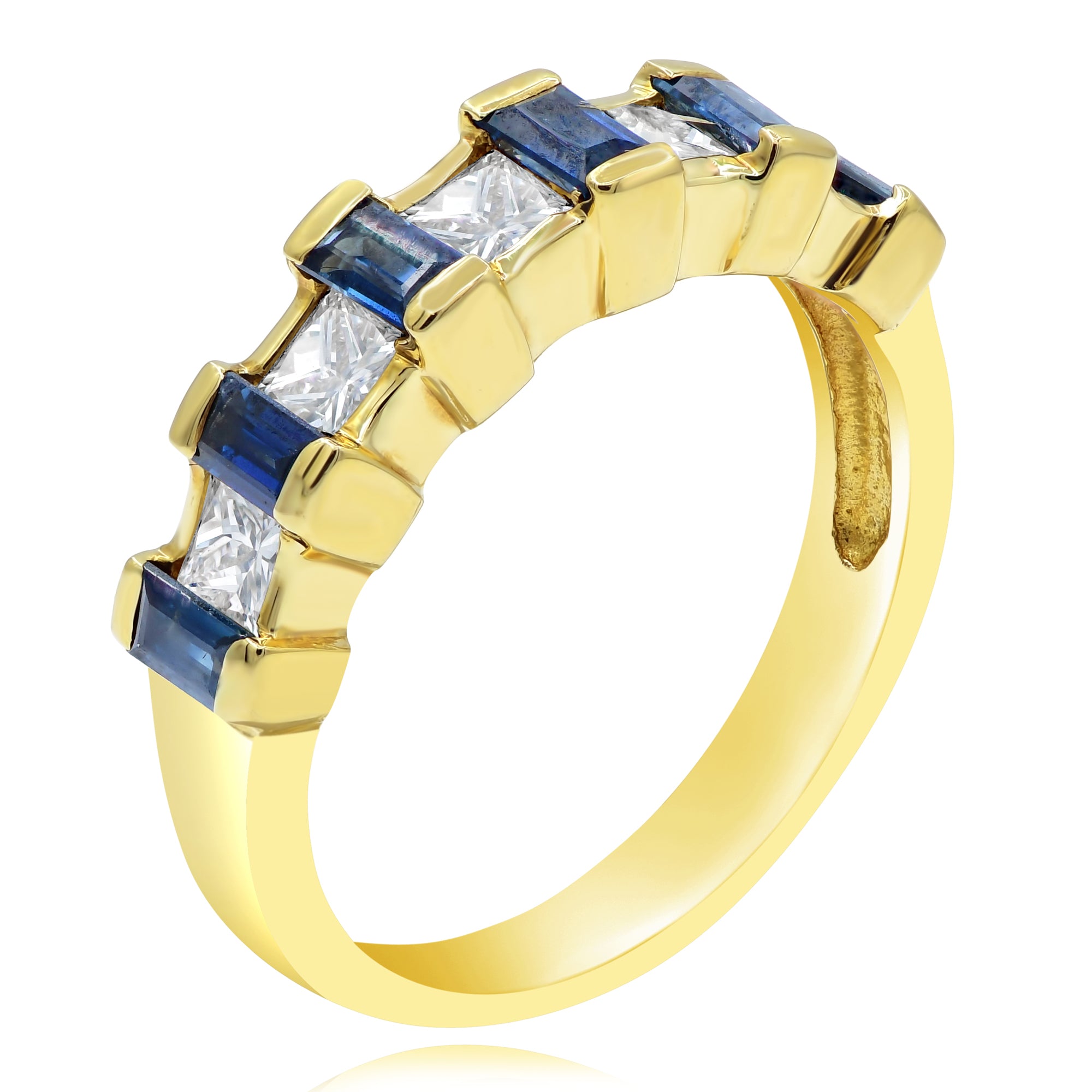 0.7 ct. Sapphire & 0.7 ct. Diamond 14K Yellow Gold Half Eternity Ring
