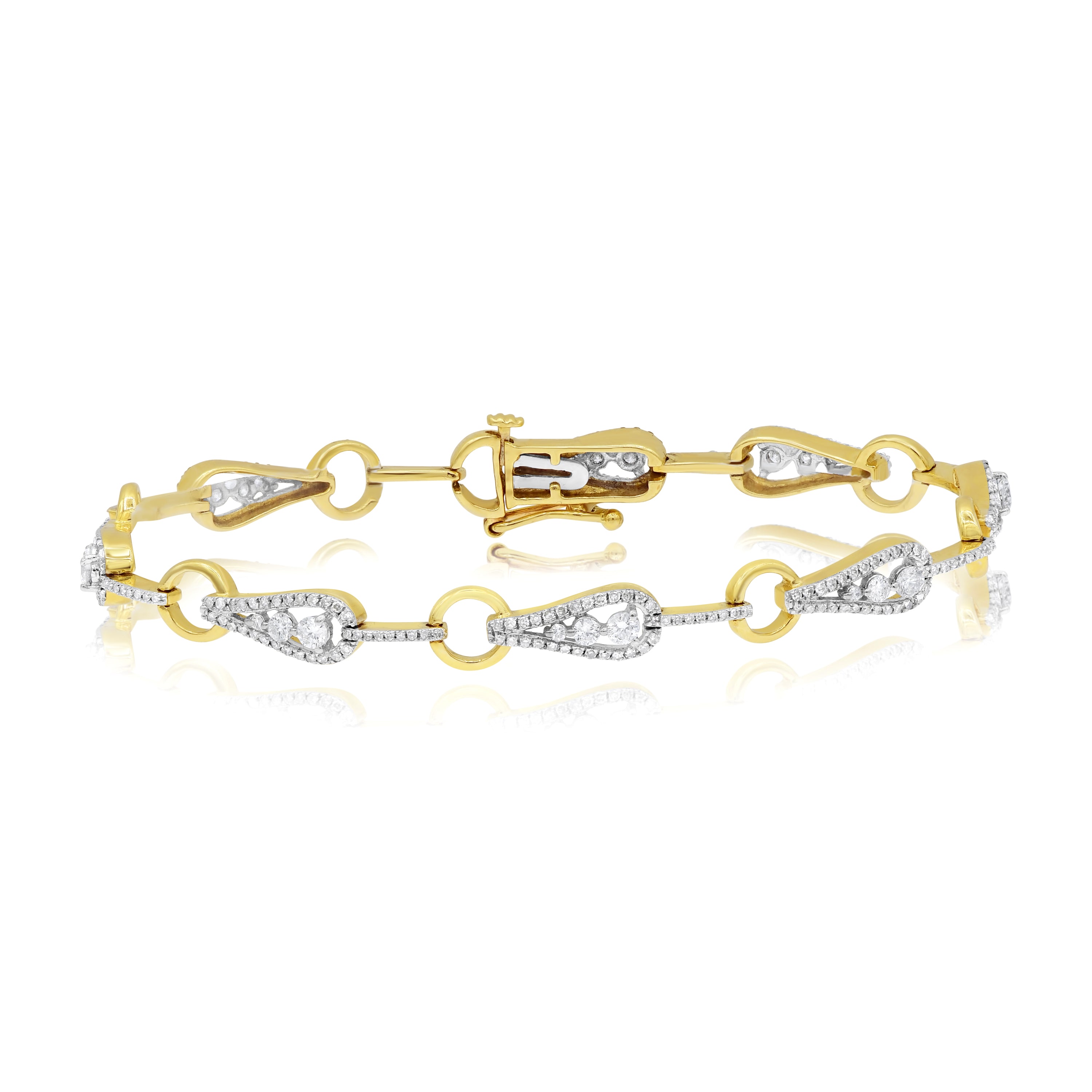 1.68 ct. Diamond 14K Yellow Gold Loop Link Bracelet