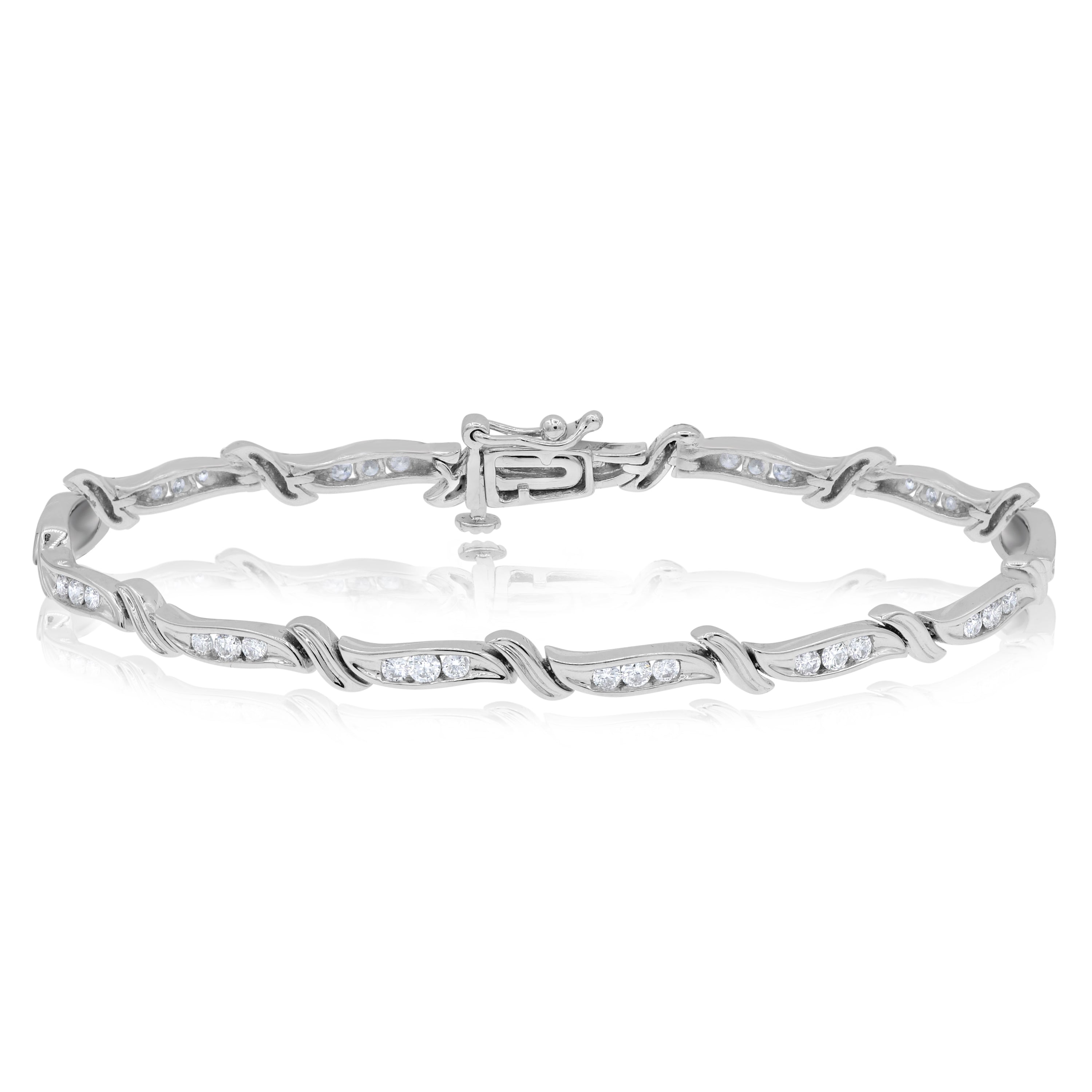 1.05 ct. Diamond 14K White Gold S-Link Swirl Tennis Bracelet
